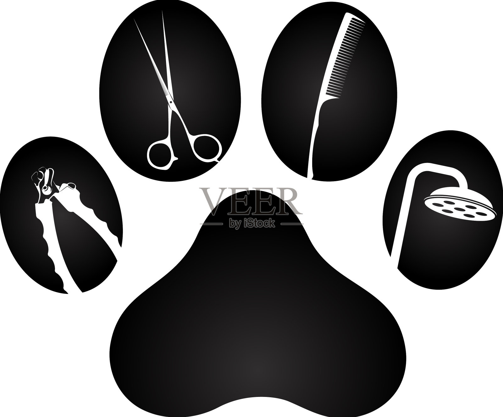 动物护理标志理发洗发和指甲修剪设计元素图片