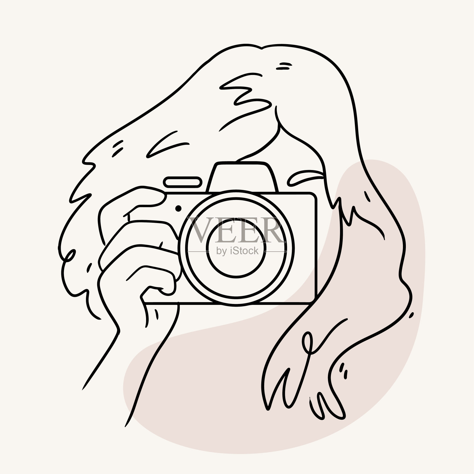 手绘的女人在线条艺术风格的照片。草图概述孤立的极简主义插图。插画图片素材