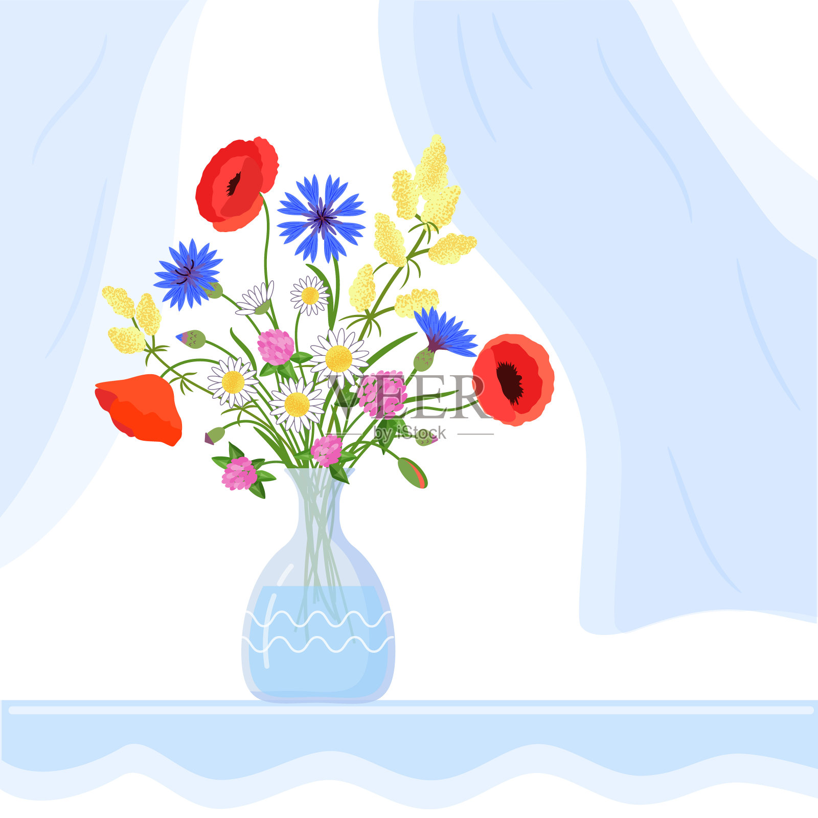 草甸花束插画图片素材