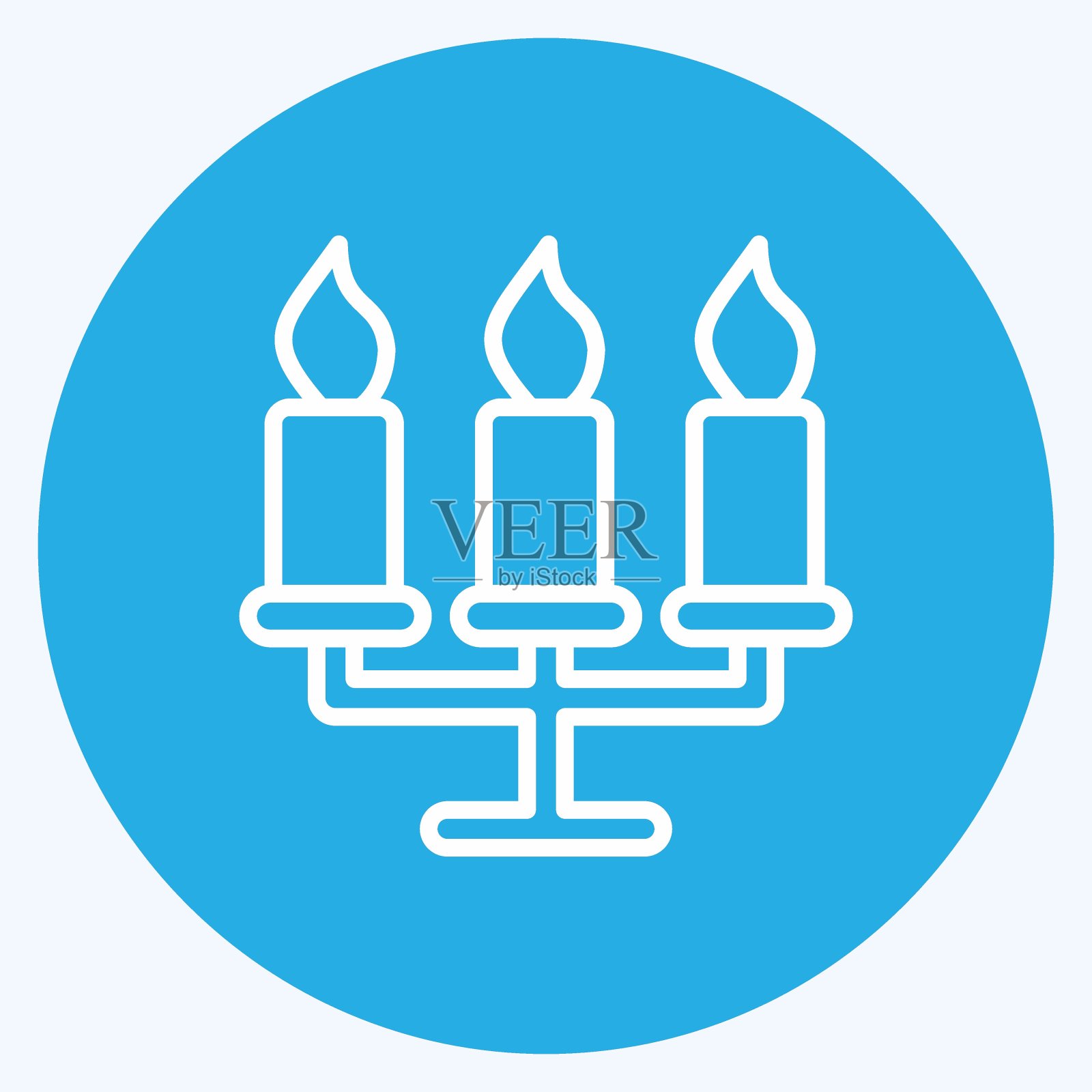 图标枝状大烛台。适合作为House的标志。蓝眼睛的风格。简单的设计可编辑。设计模板向量。简单的说明插画图片素材