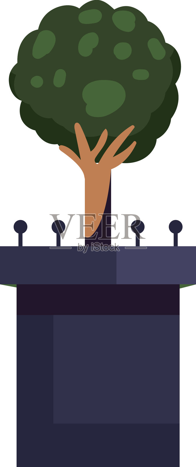 平的可爱的树设计元素图片