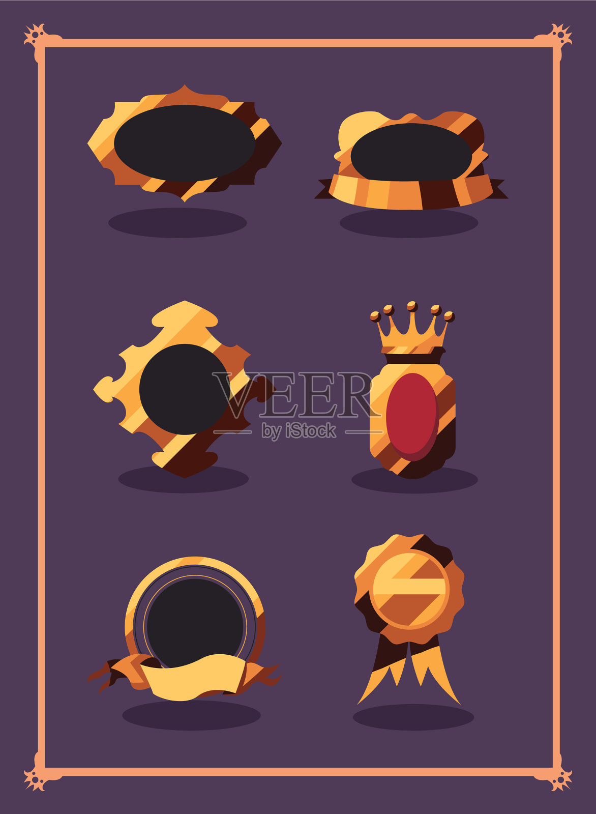 六款平雅标签插画图片素材