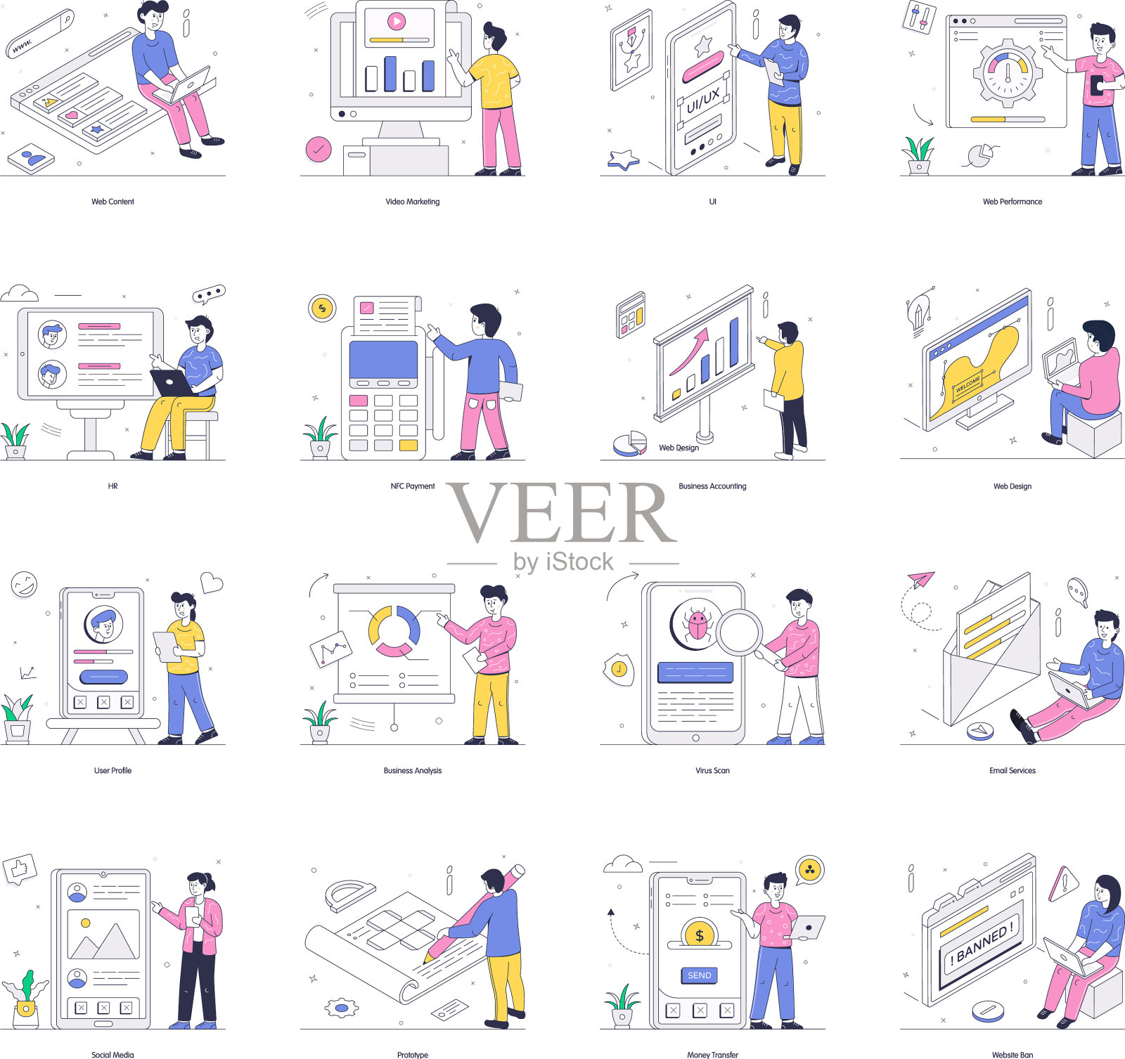 内容打包营销插画图片素材