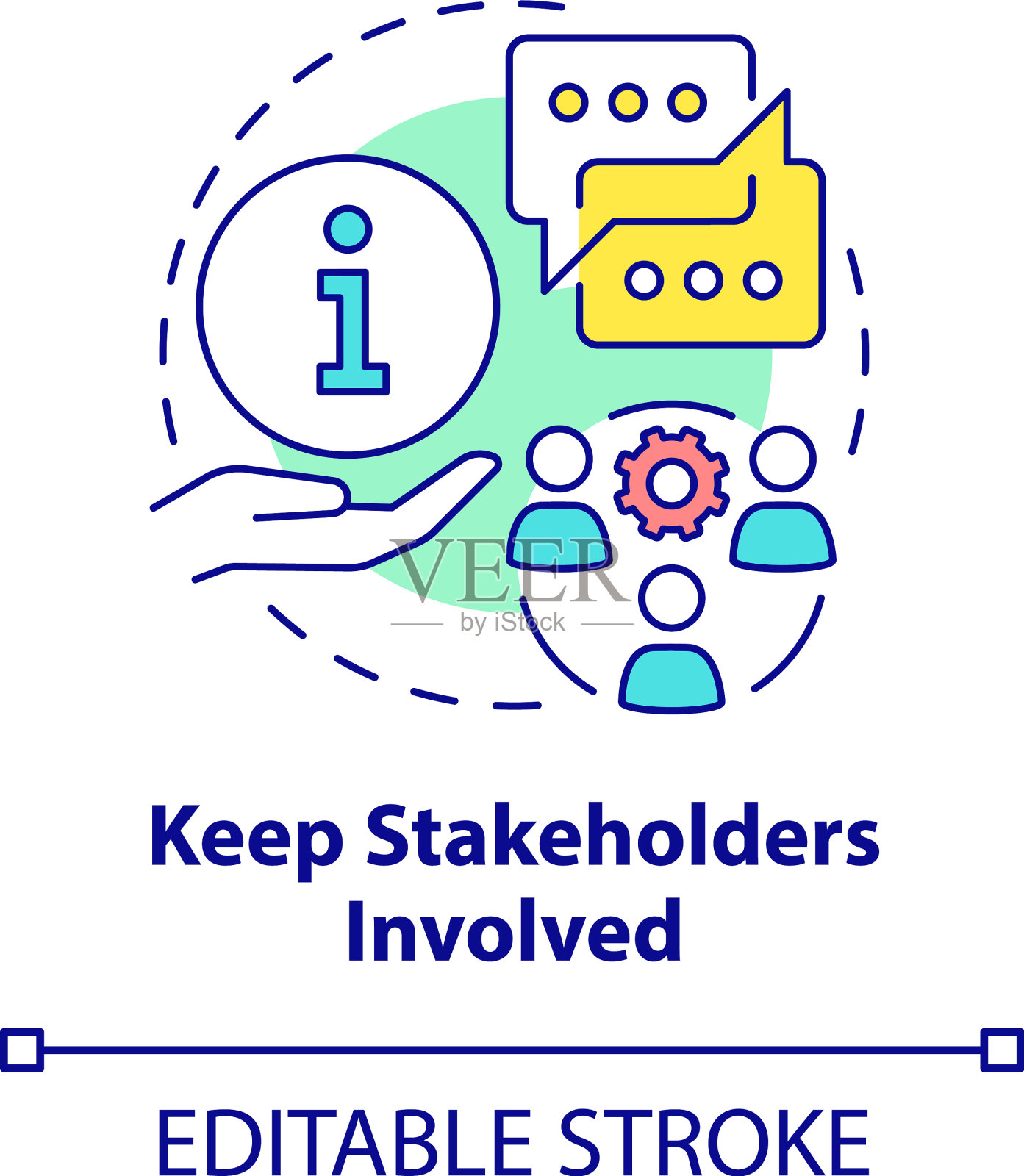 让利益相关者参与概念图标插画图片素材