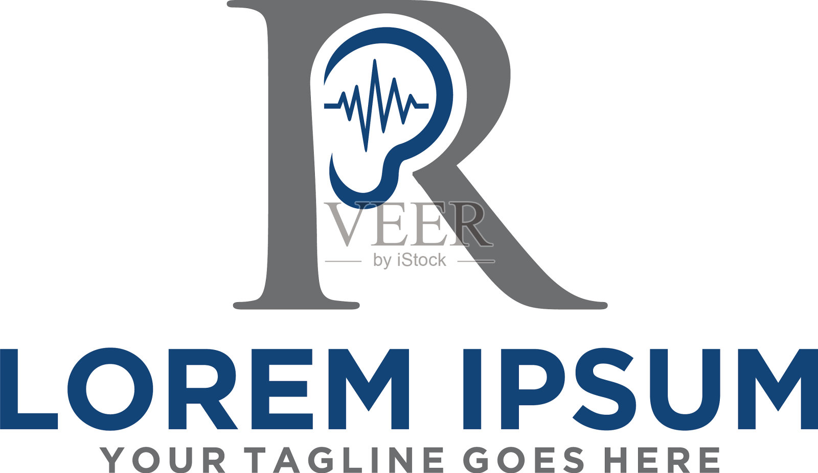 有字母r标志的助听器插画图片素材