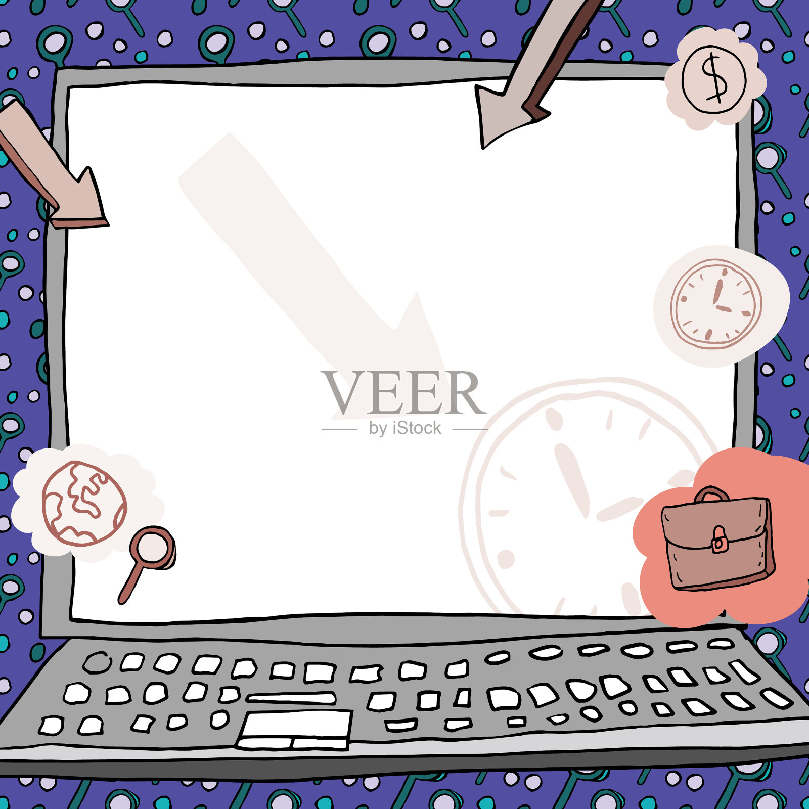 带有箭头显示的空白框架插画图片素材