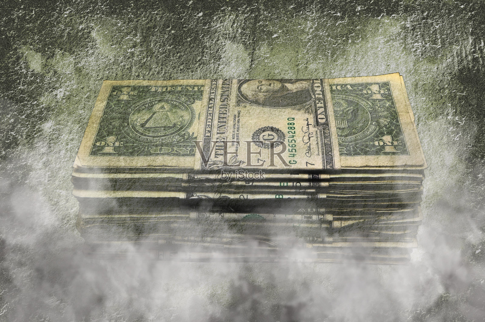 堆叠的美国一美元钞票银行票据照片摄影图片