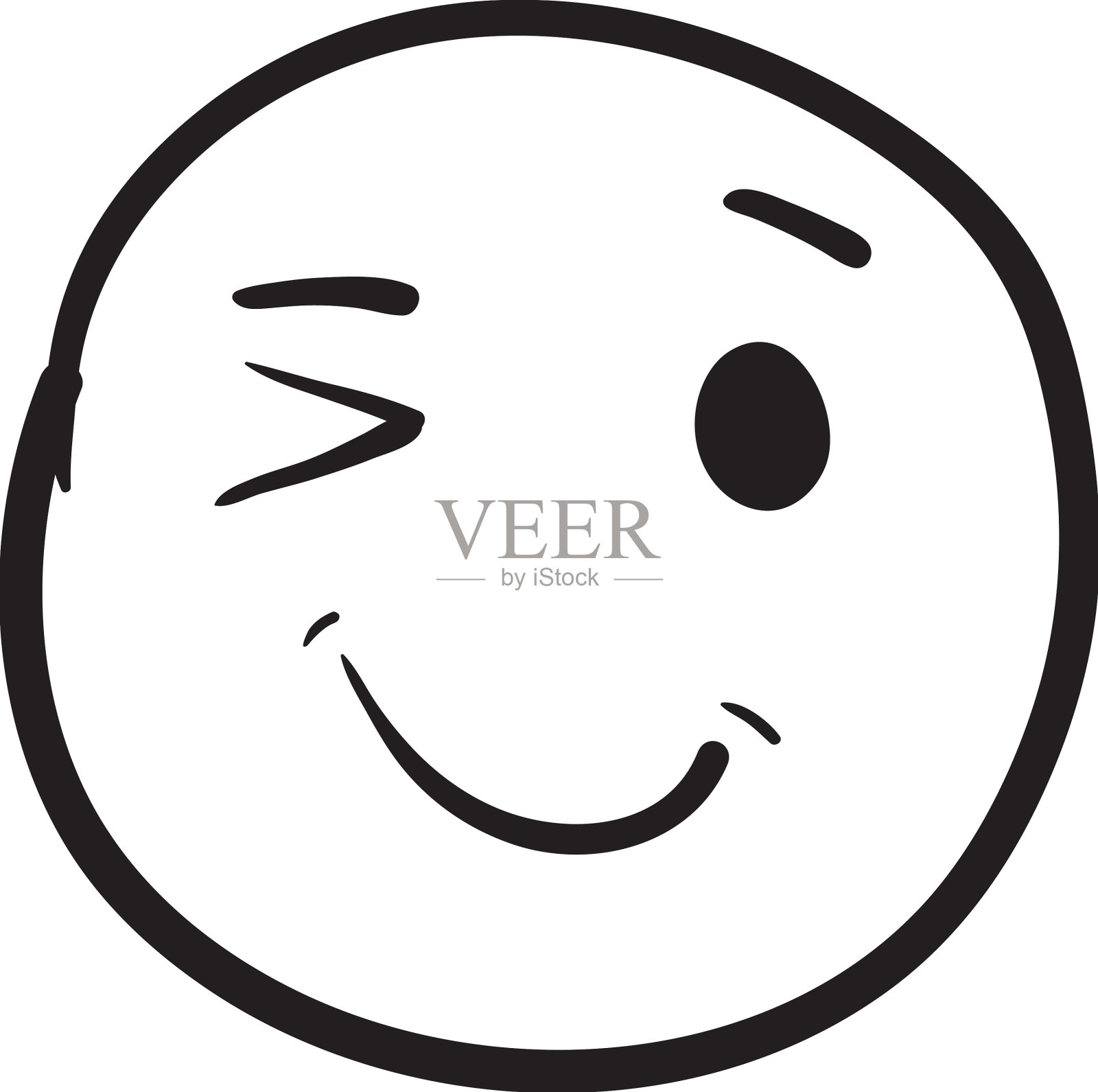 眨眼表情涂鸦笑脸手画平设计元素图片