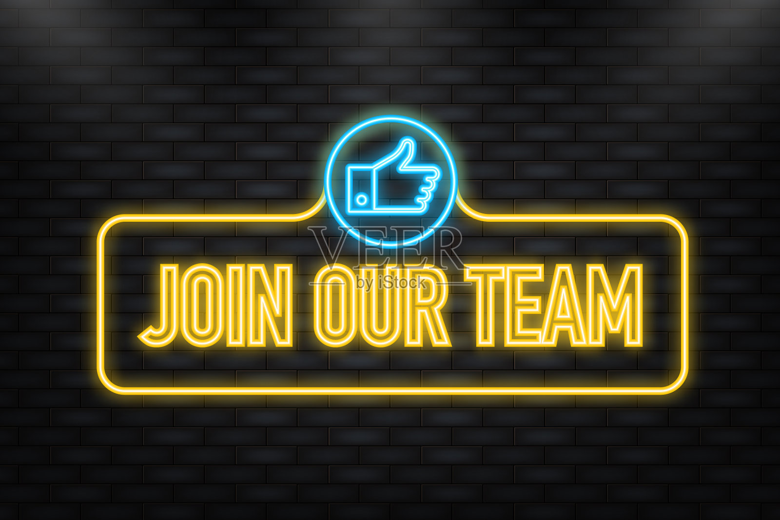 霓虹灯图标业务模板与红色加入我们插画图片素材