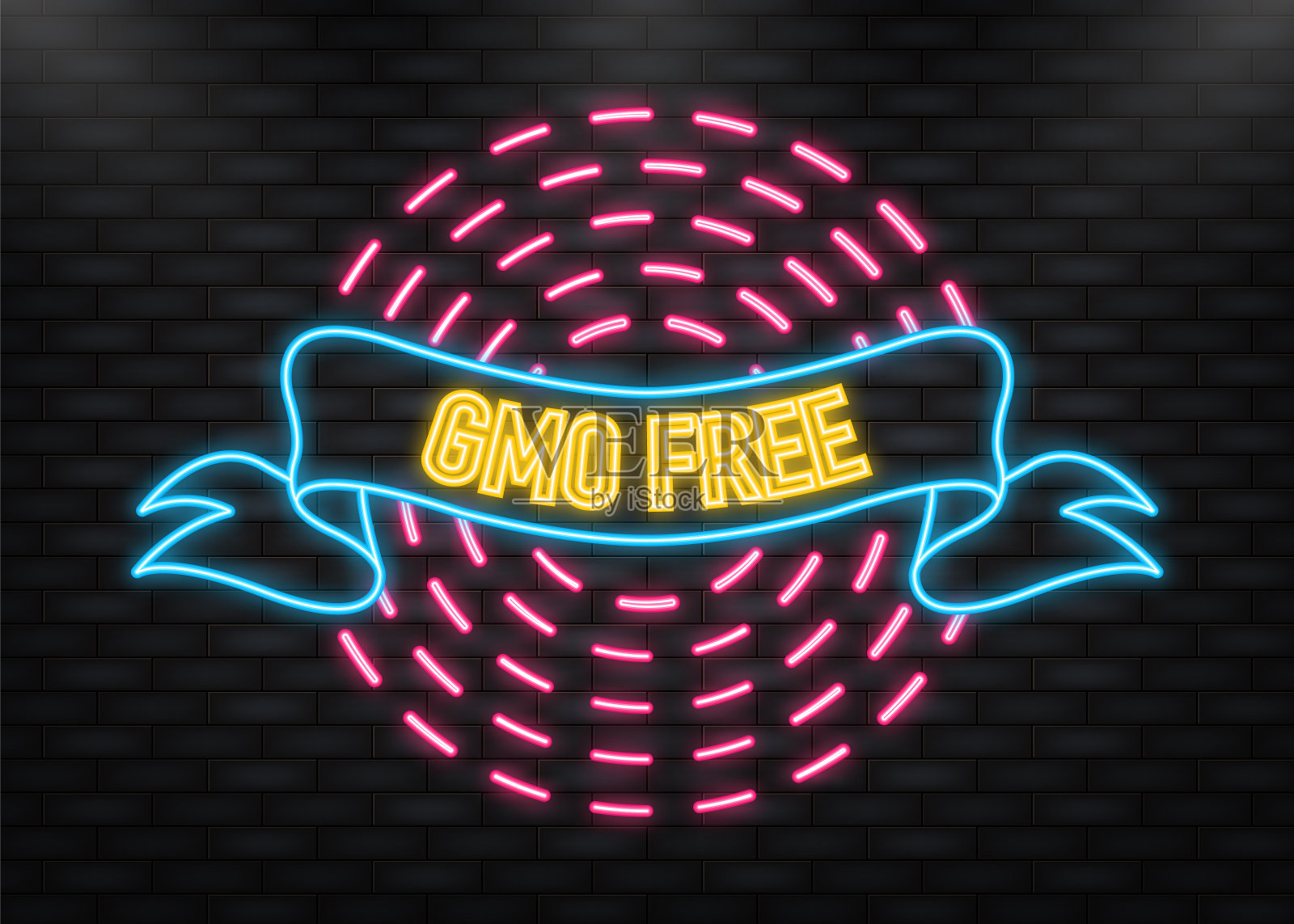 霓虹灯图标gmo免费丝带在复古风格插画图片素材