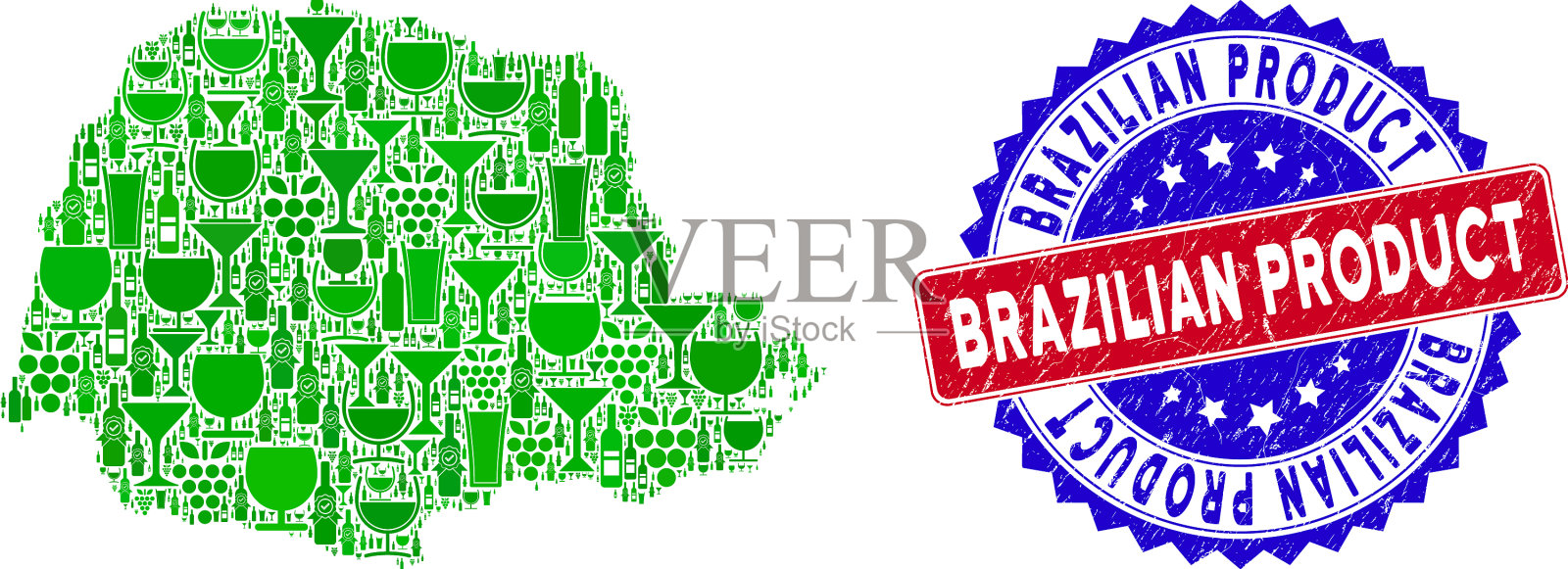 双色巴西产品刮戳和插画图片素材