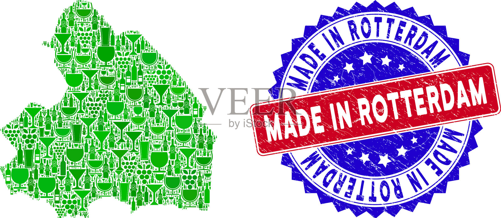 在鹿特丹制造的双色遇险印章用插画图片素材