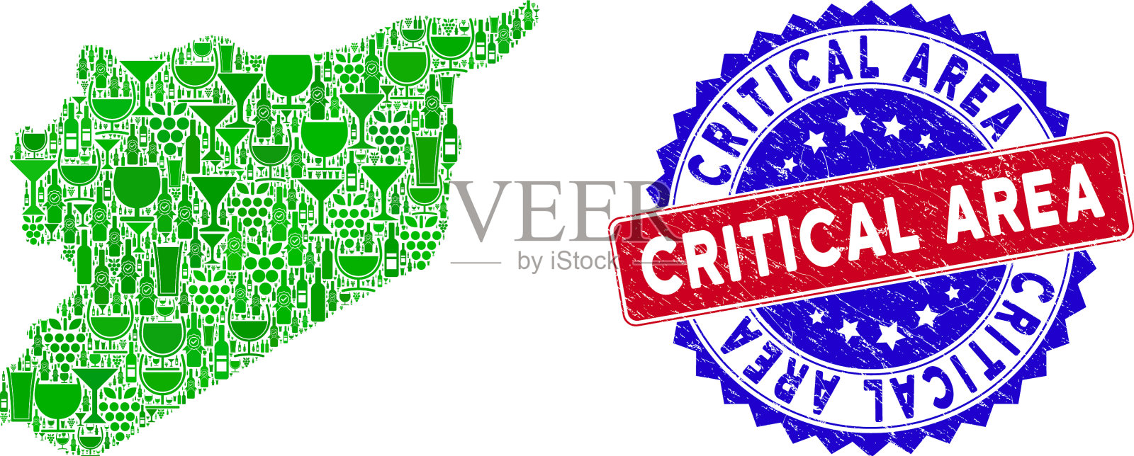 双色关键区域遇险橡皮图章用插画图片素材