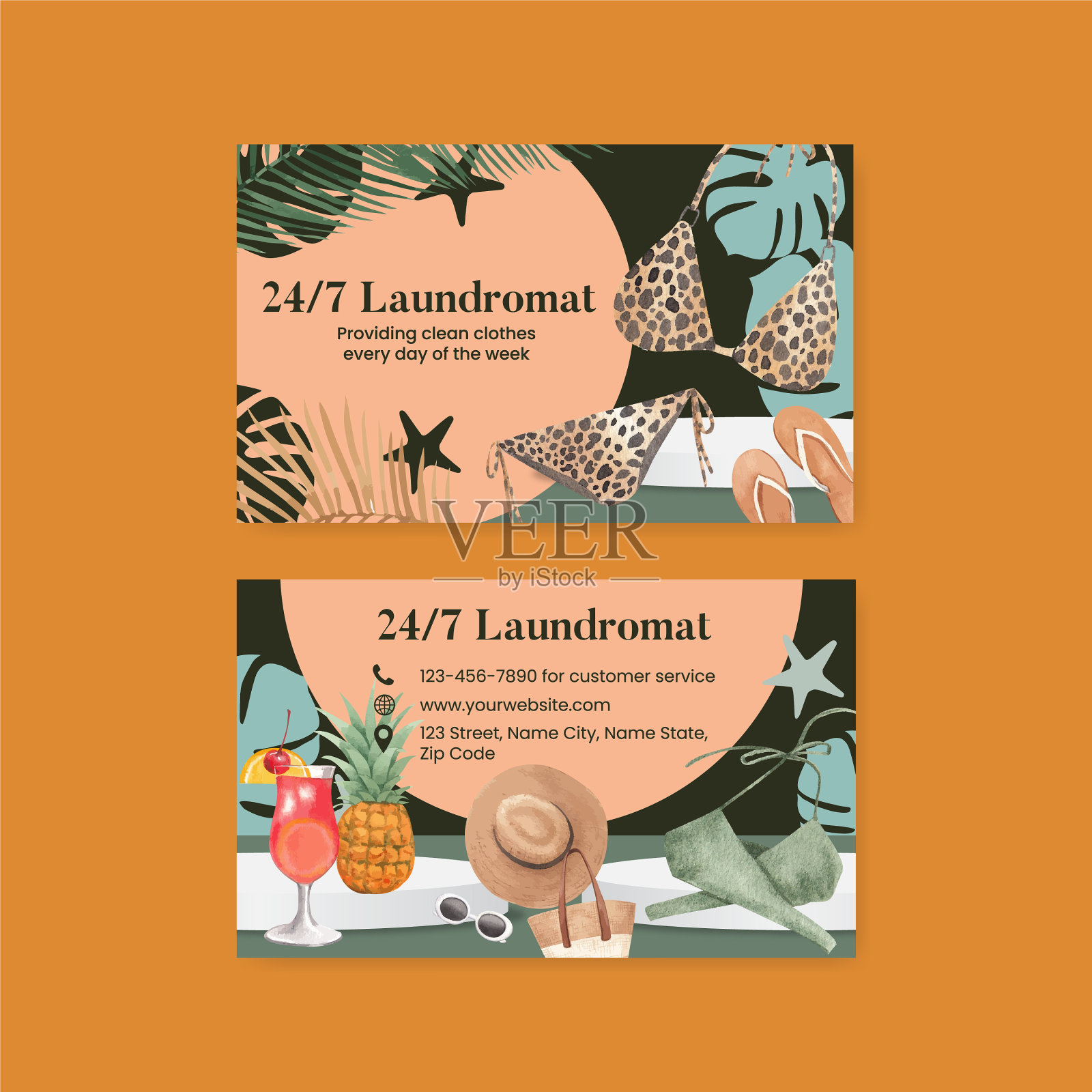 名片模板与夏装时尚设计模板素材