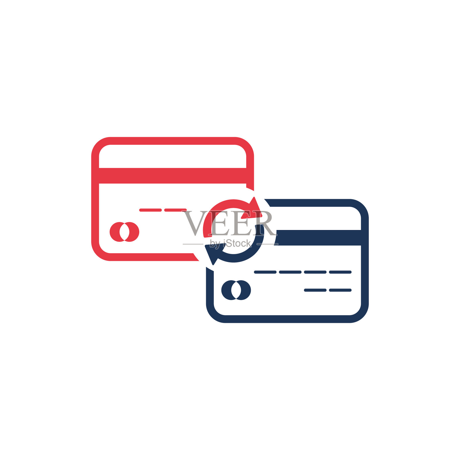 信用卡之间用箭头转账设计元素图片