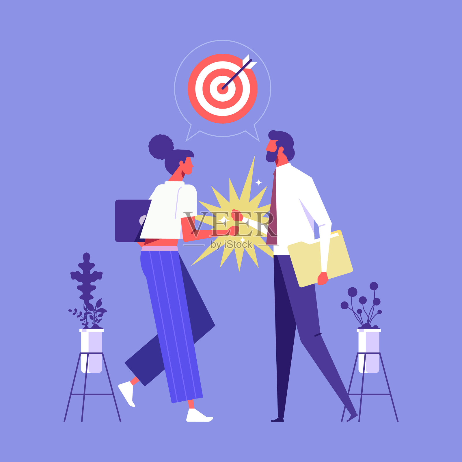 商业团队合作与成功理念插画图片素材