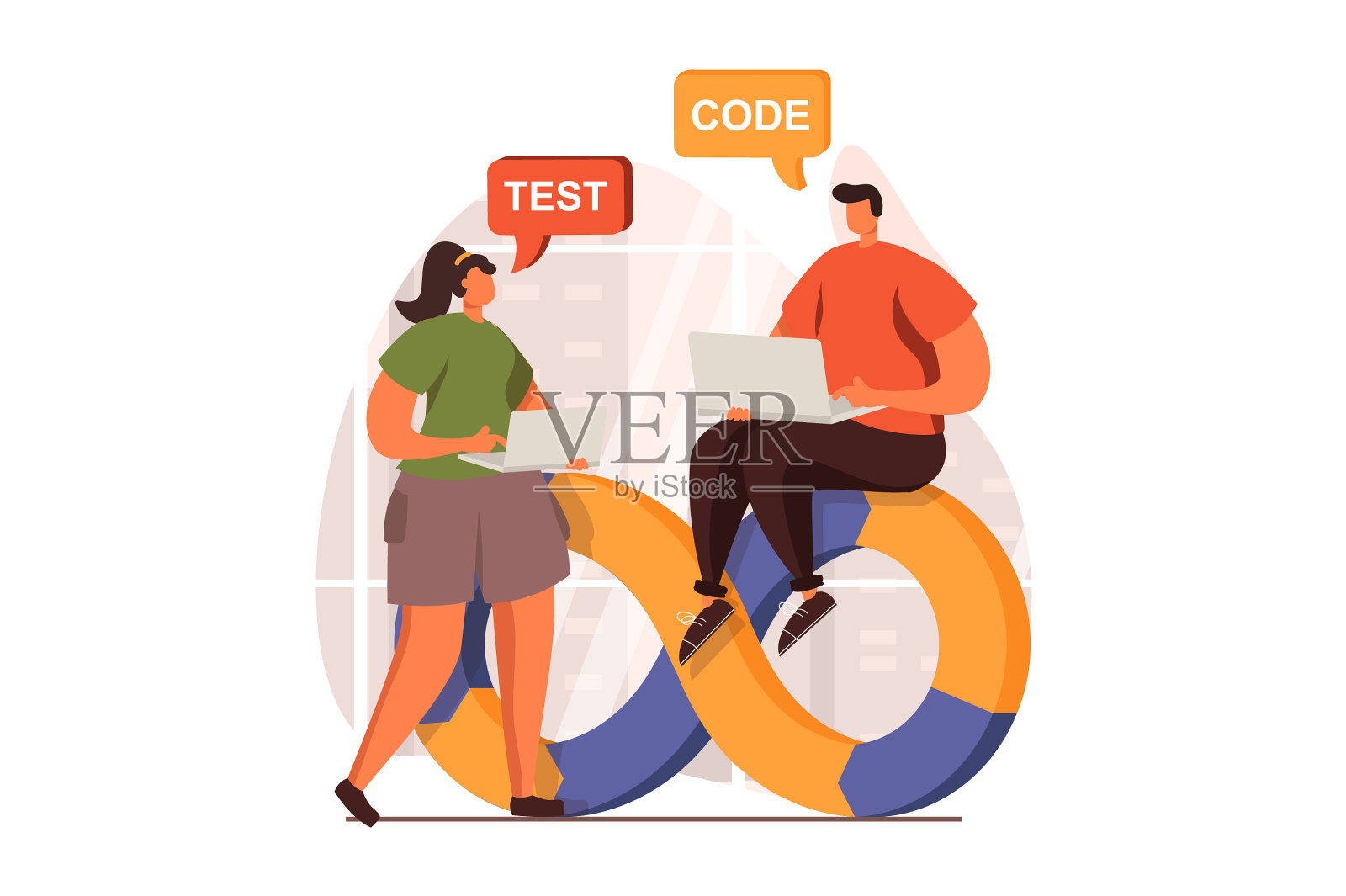 扁平化设计中的Devops web概念设计元素图片