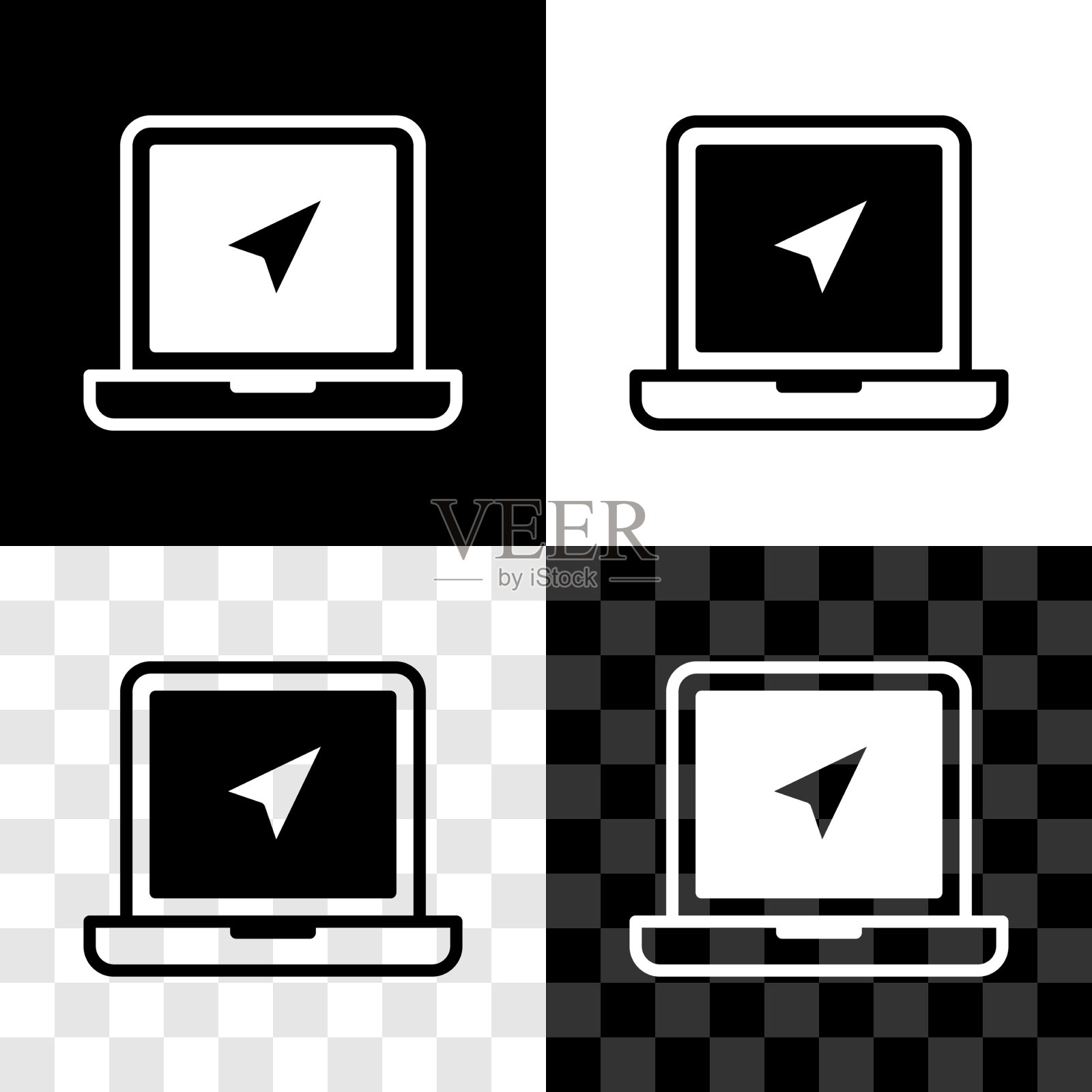 设置位置标记图标隔离的笔记本电脑图标素材