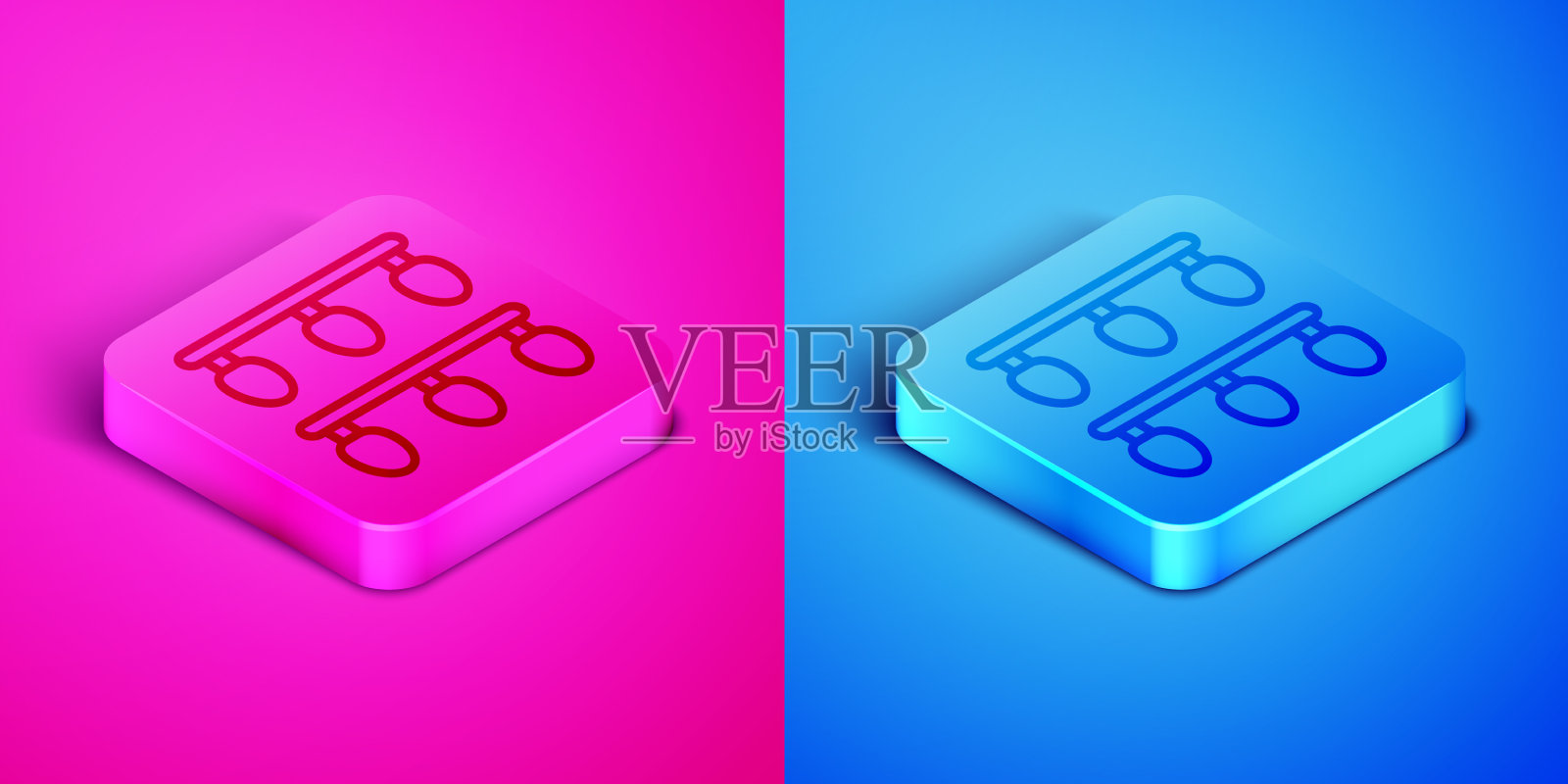 圣诞彩灯图标孤立在等距线上图标素材