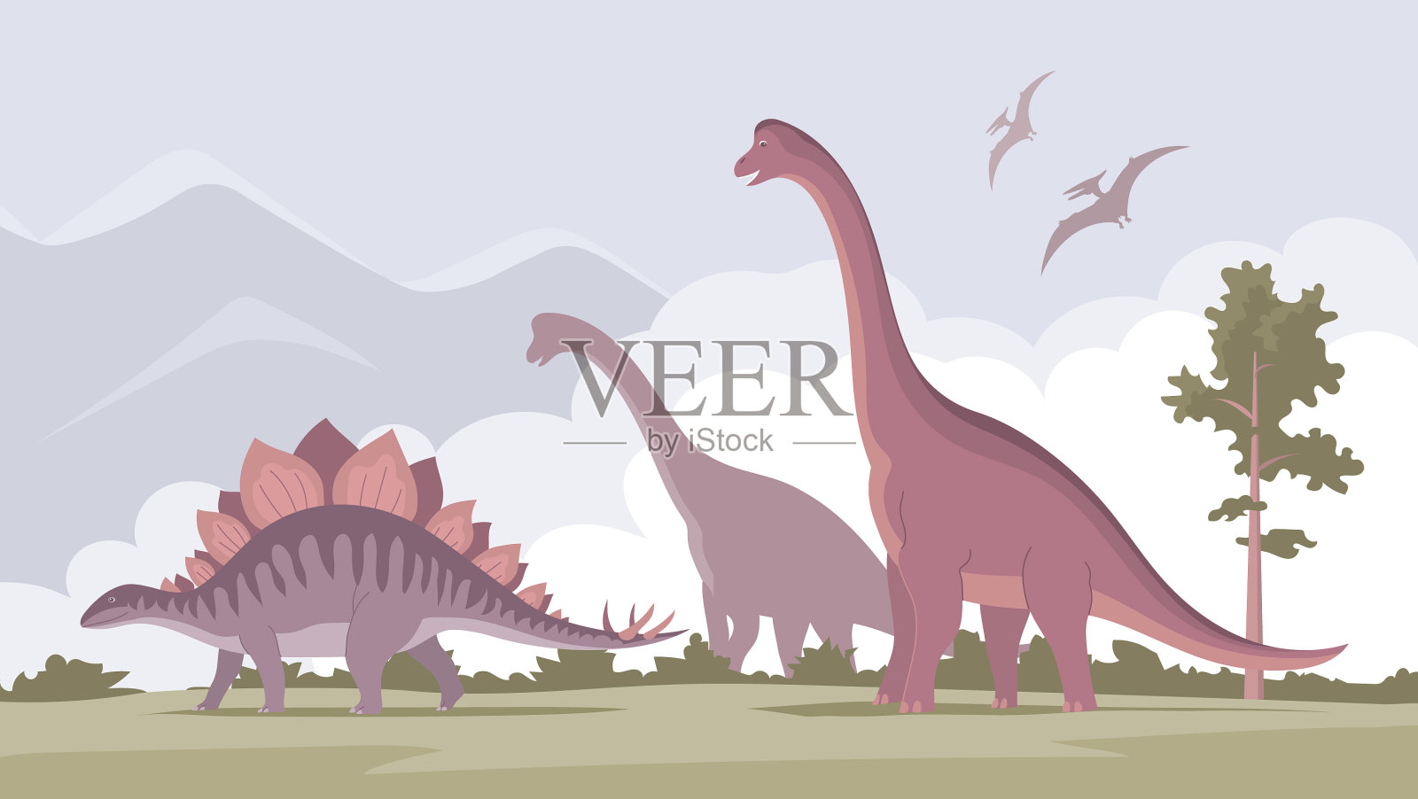 大型腕龙的插画图片素材