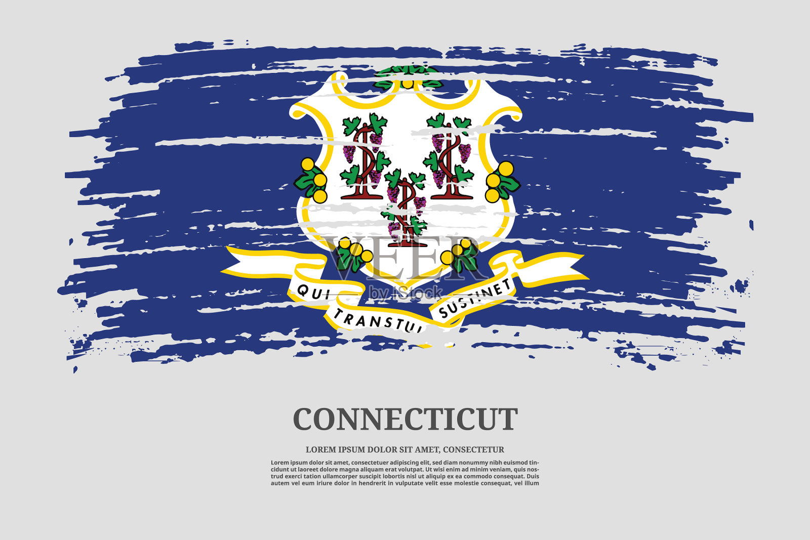 带有笔触效果的康涅狄格州旗帜插画图片素材