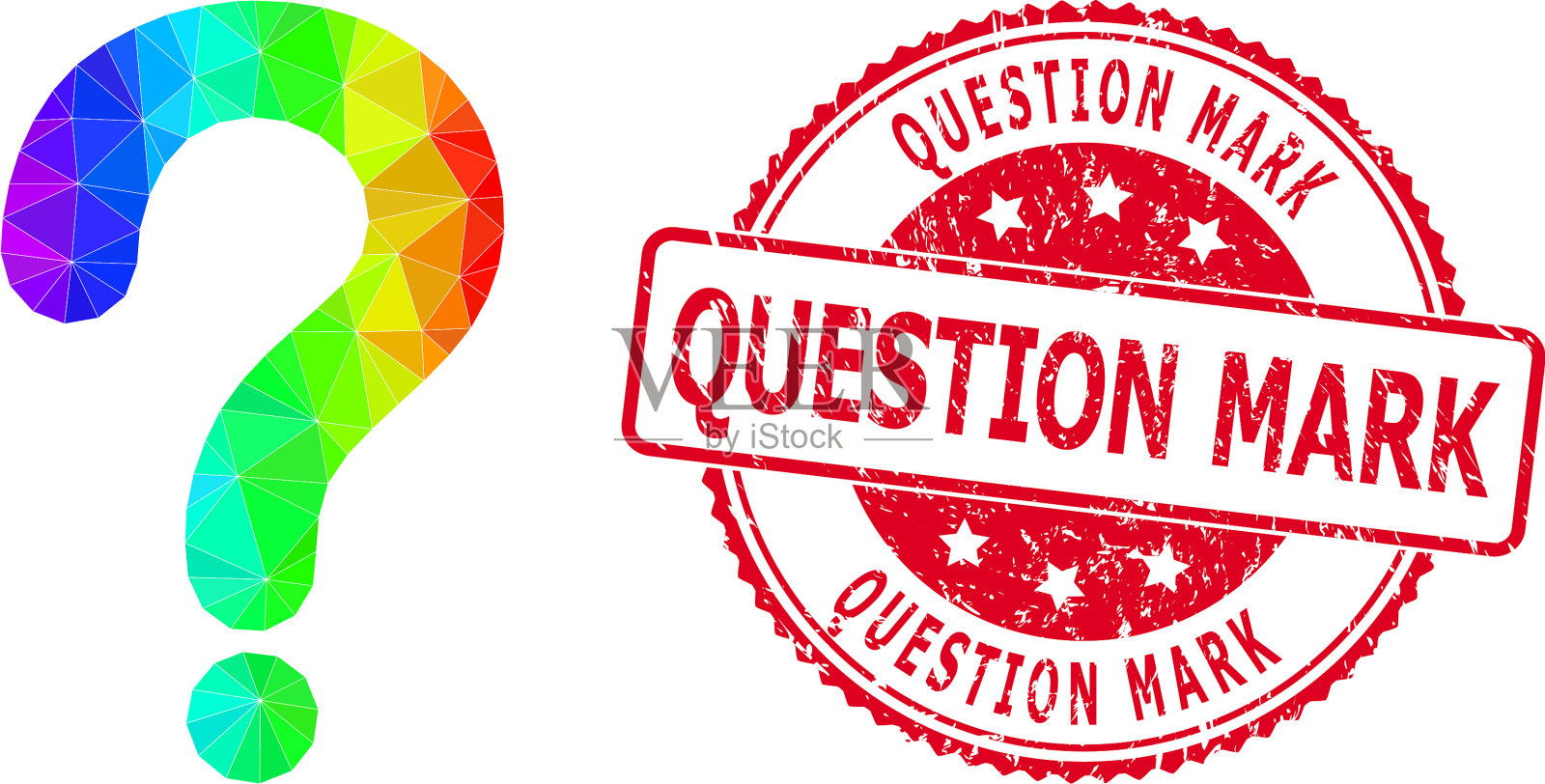 圆形垃圾问号印章用插画图片素材