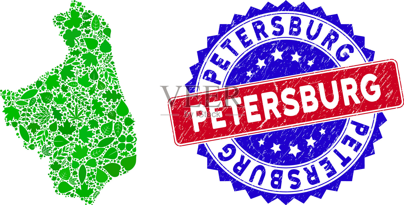 双色彼得堡刮橡皮图章插画图片素材