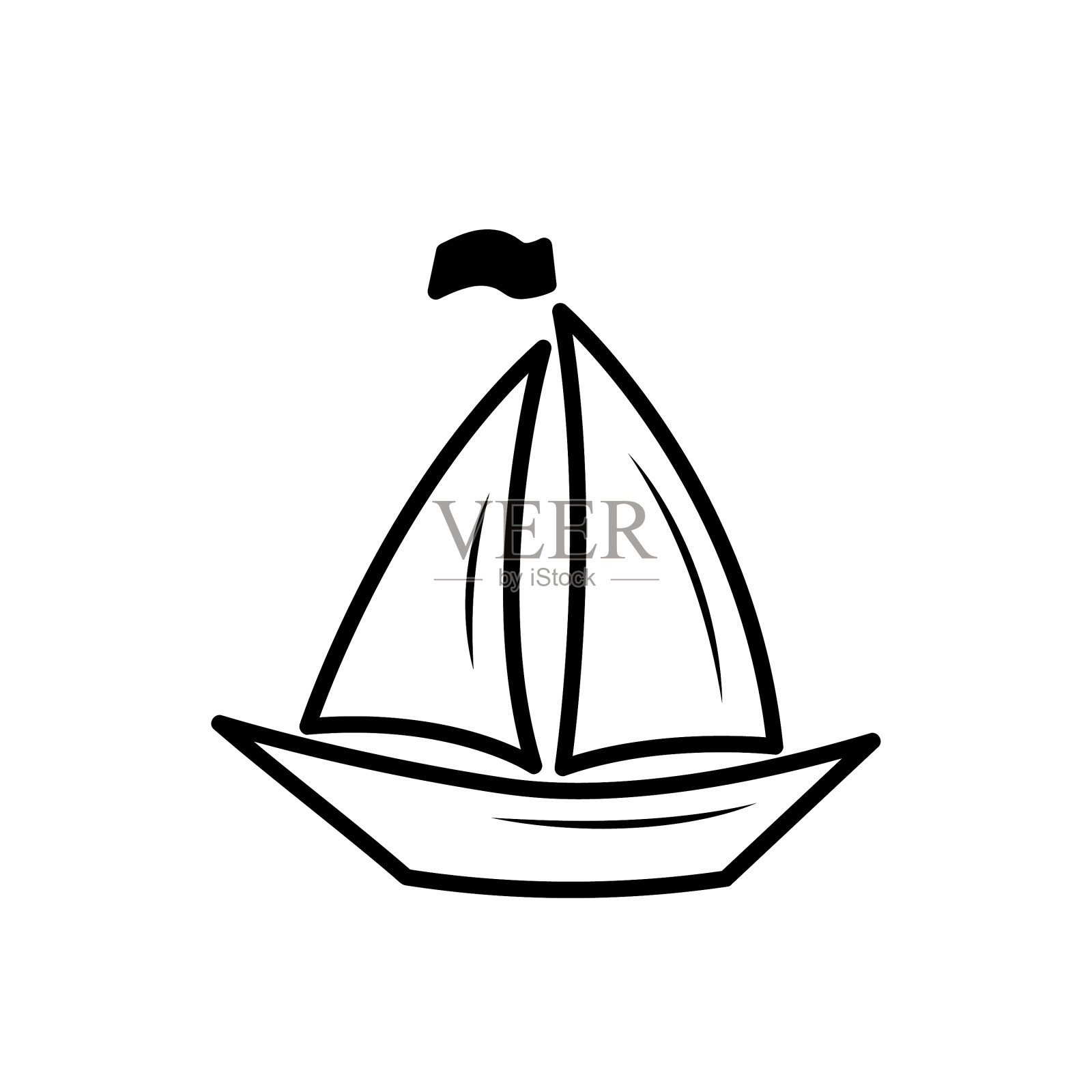 游艇帆船轮廓黑色轮廓图标设计元素图片