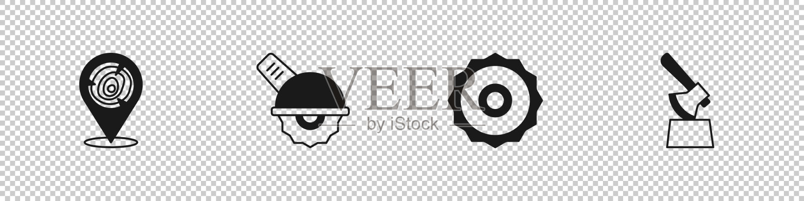 设置原木电动圆锯片和图标素材