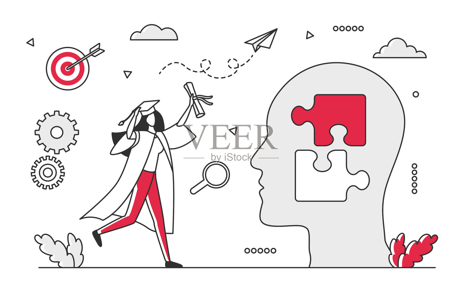 教育专业知识和学习能力插画图片素材