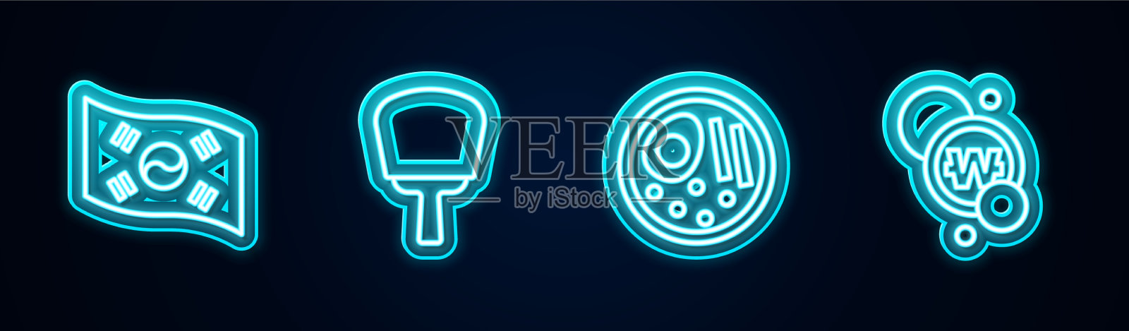 设线韩国国旗韩国手扇拉面图标素材