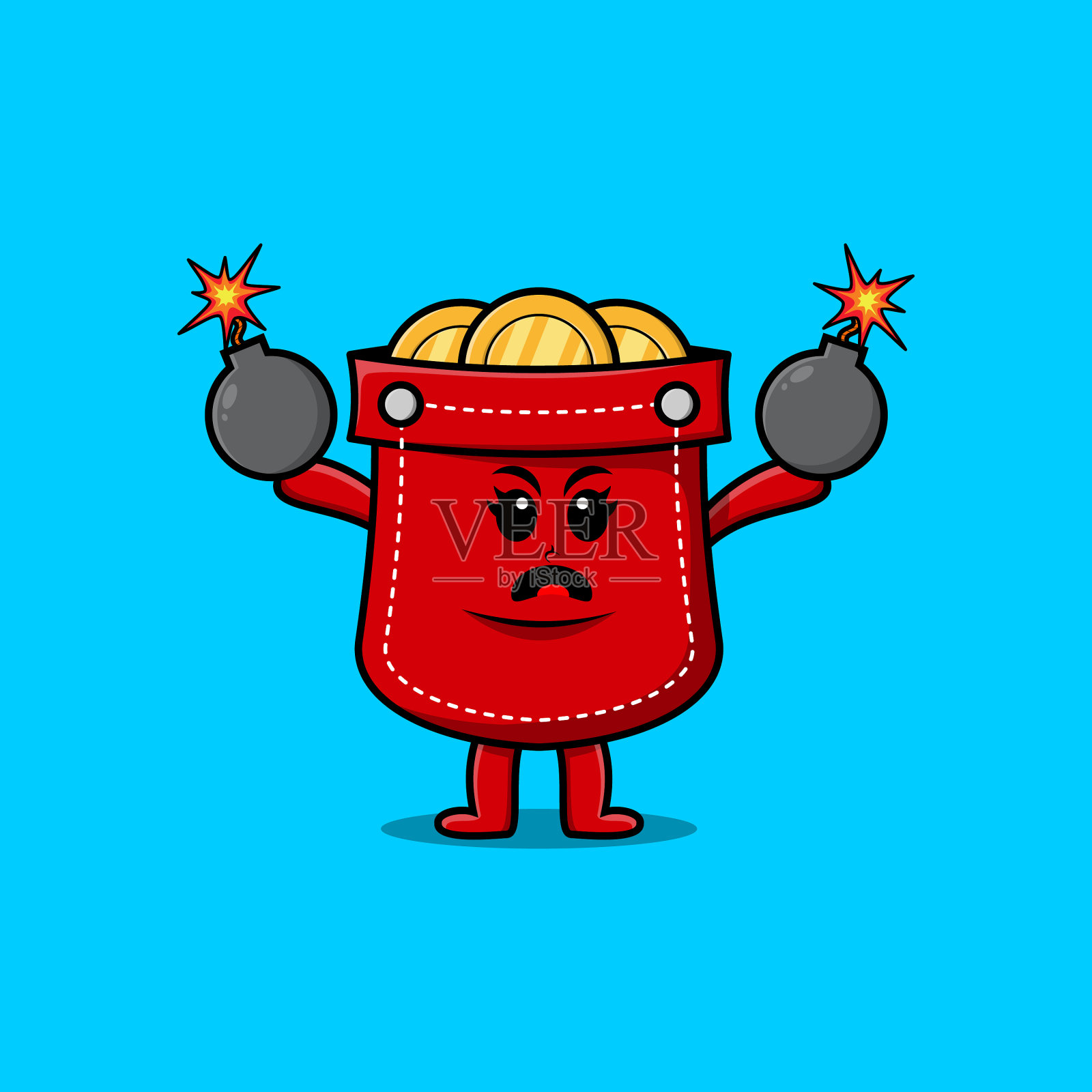 可爱的卡通口袋里装着炸弹插画图片素材