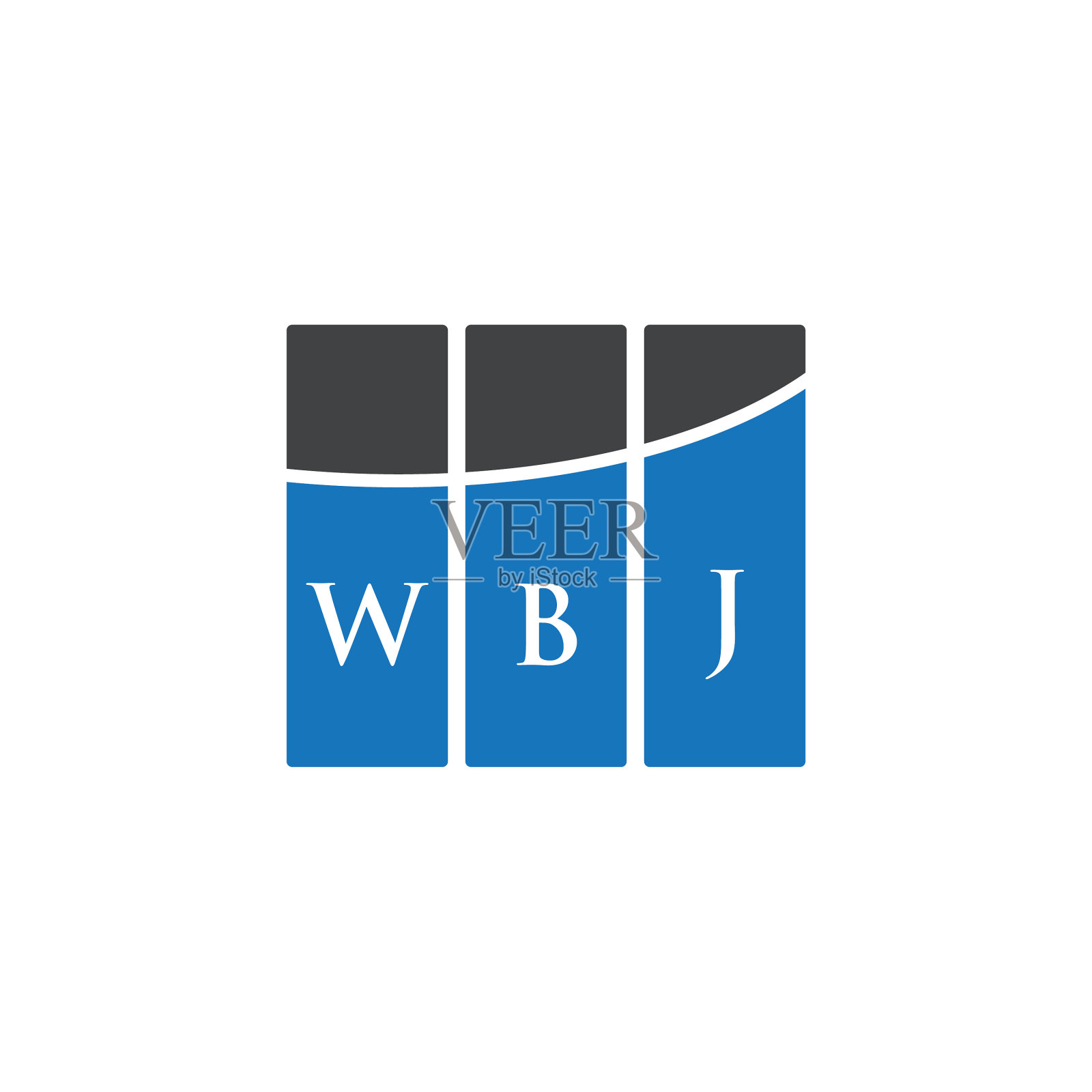 WBJ字母logo设计，白底WBJ图标素材