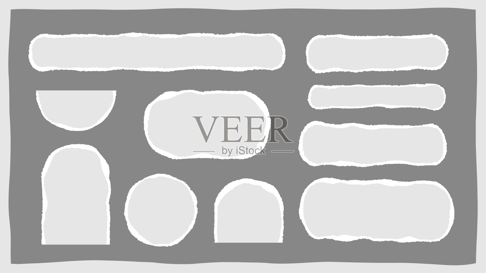 孤立的撕纸边界向量集。插画图片素材