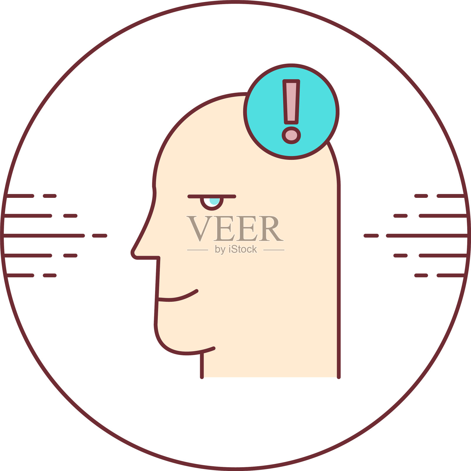 头部与感叹号平图标插画图片素材