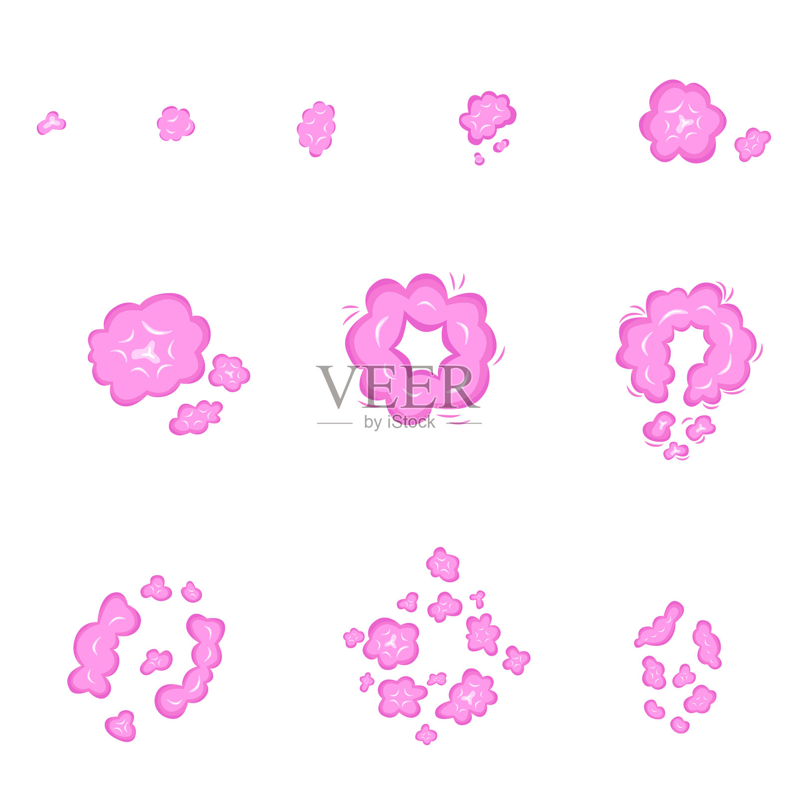 顶部视图天空粉红色的云设置股票插画图片素材