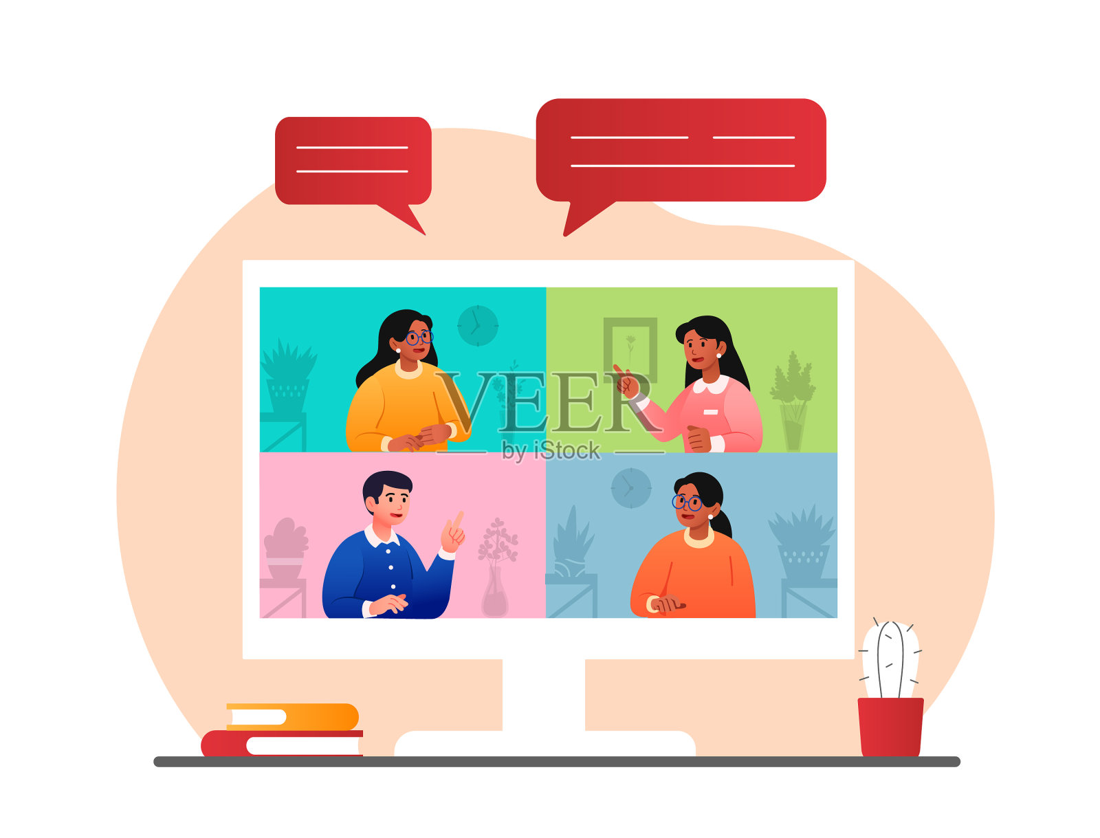 视频会议的概念设计元素图片