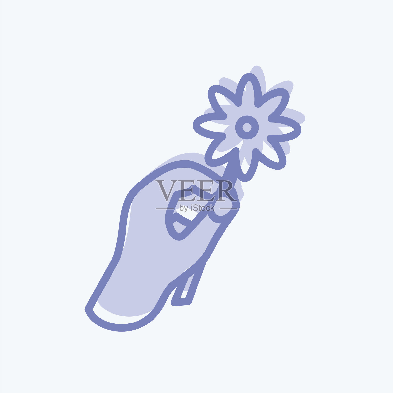 图标手持鲜花适合手的行动插画图片素材