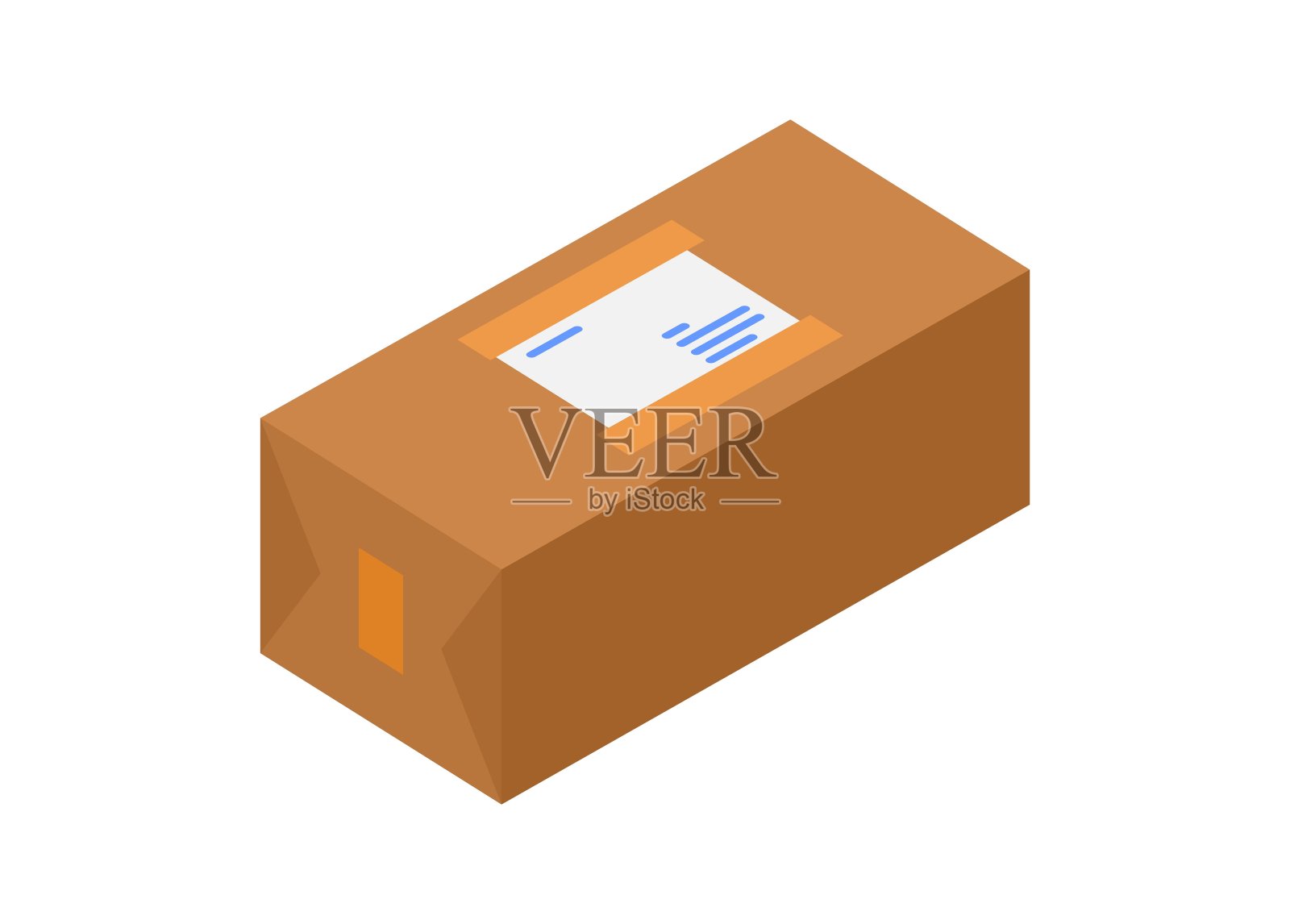 胶带密封的纸盒。等距视图。简单的平面插图插画图片素材