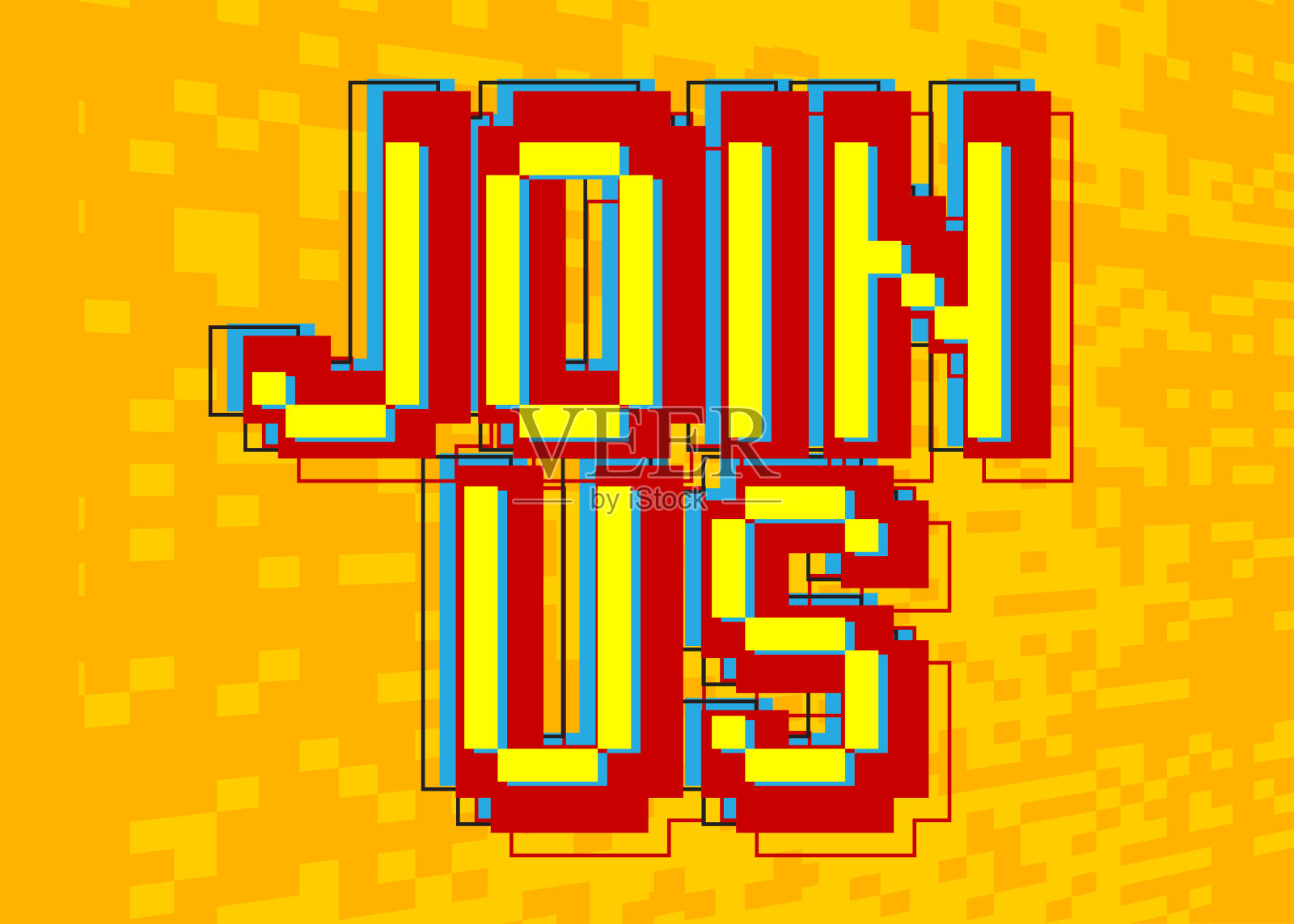 加入我们的行列。像素字与几何图形背景。向量卡通插图。插画图片素材