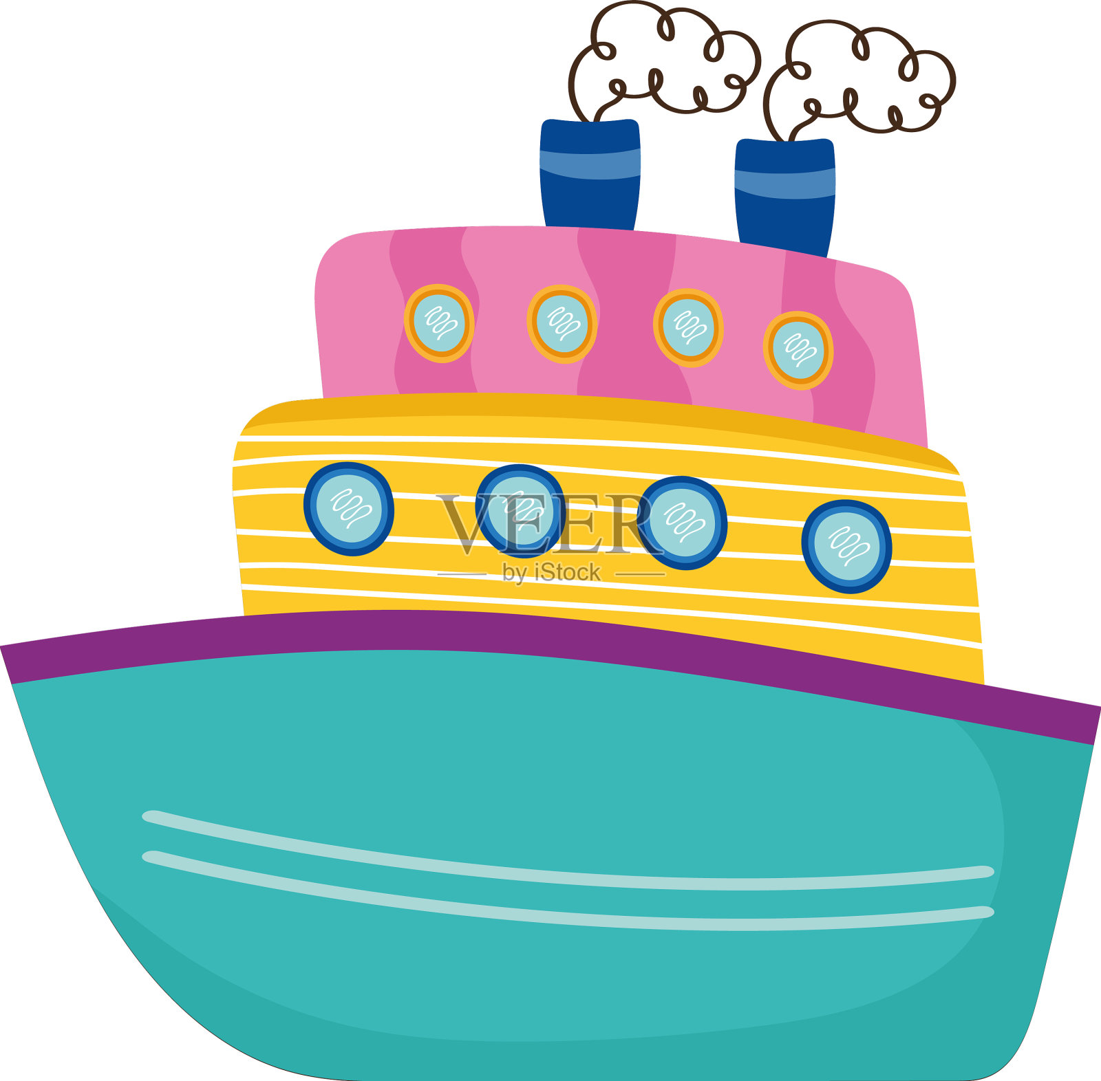 蓝色蒸汽船设计元素图片