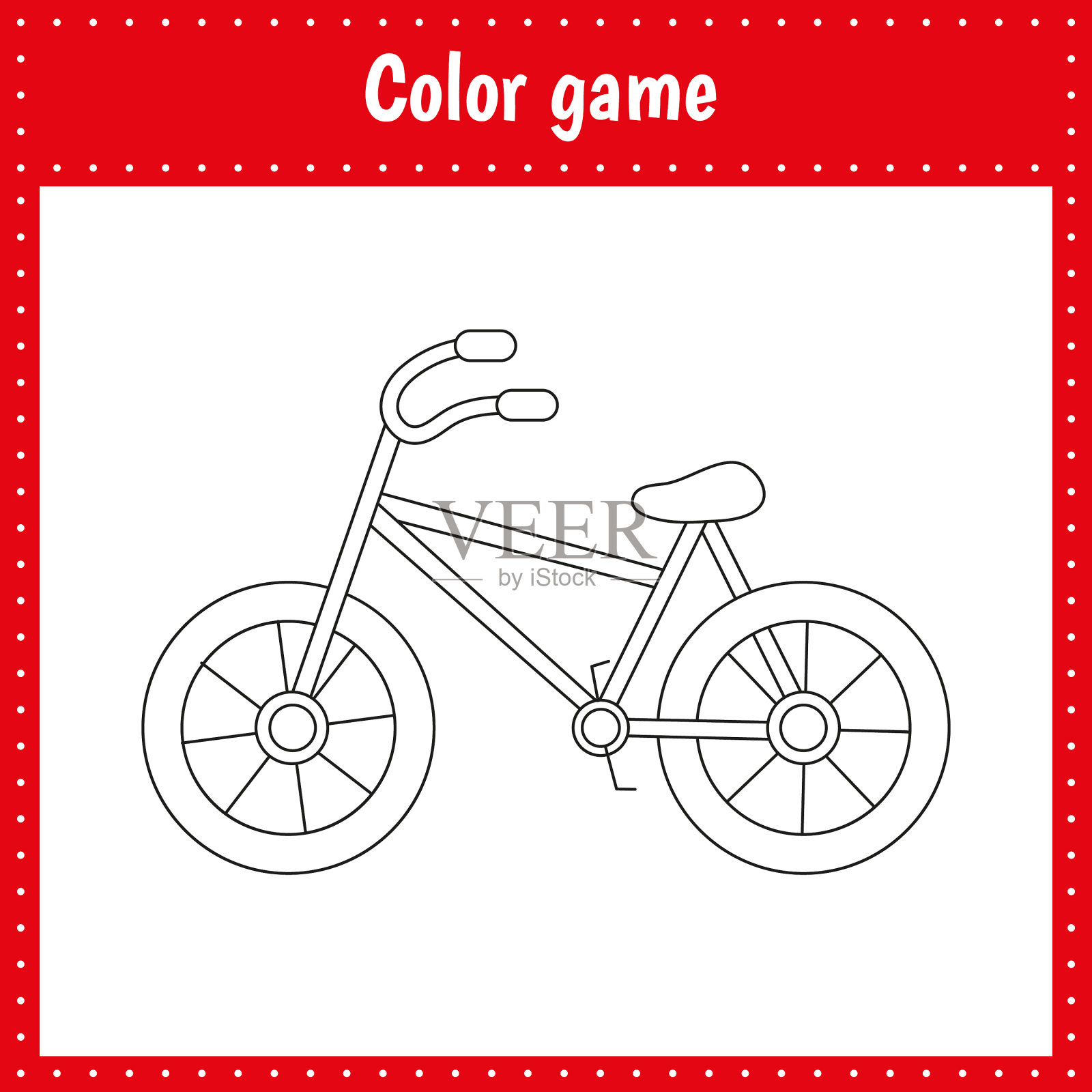 儿童自行车涂色页插画图片素材