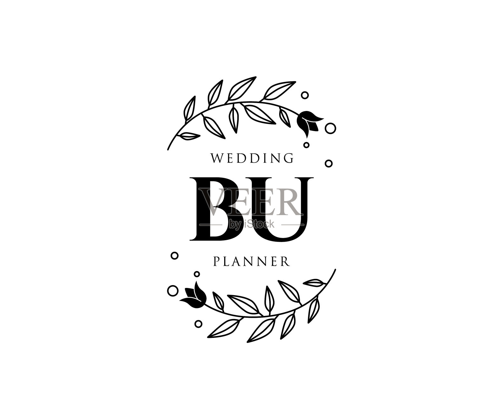 Bu首字母字母婚礼徽标插画图片素材