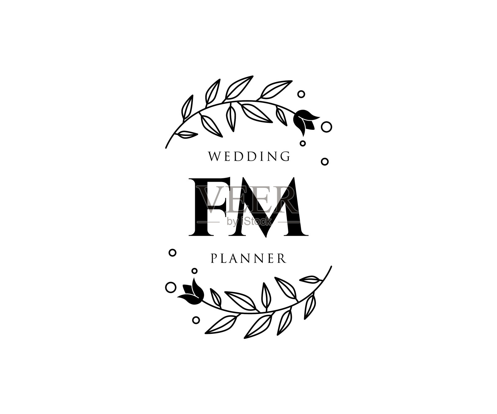 FM首字母，婚礼字母，标志插画图片素材