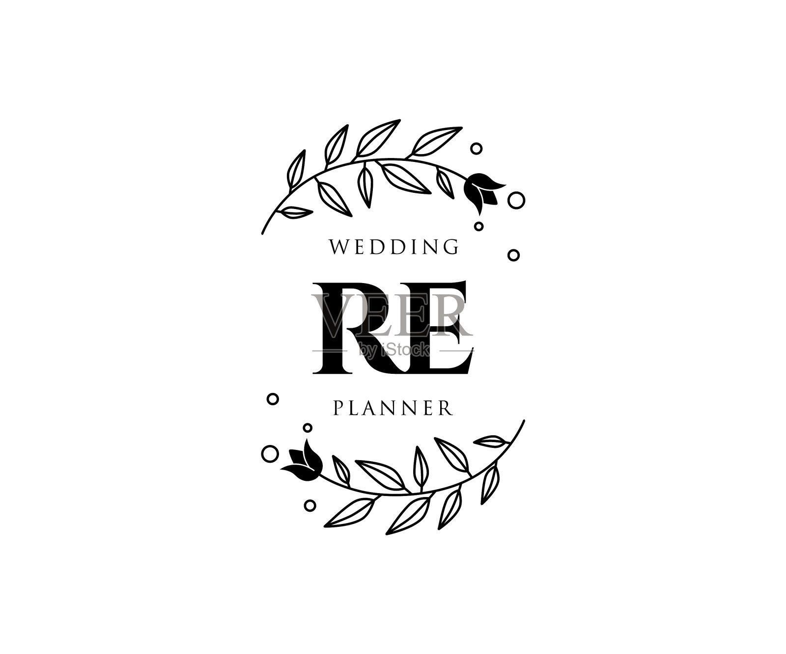 Re的首字母字母婚礼的字母标志插画图片素材