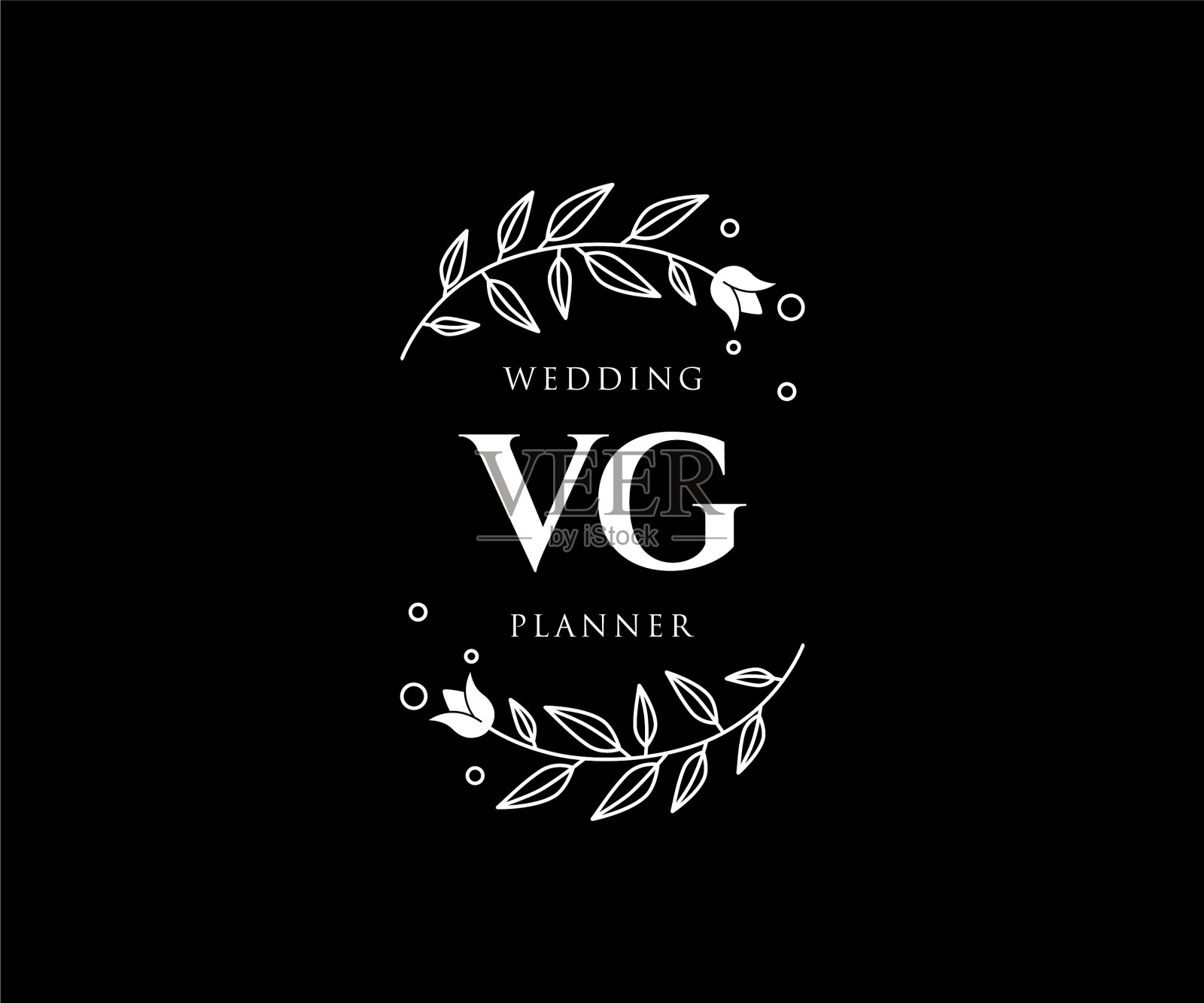 Vg的首字母字母，婚礼的字母组合标志插画图片素材