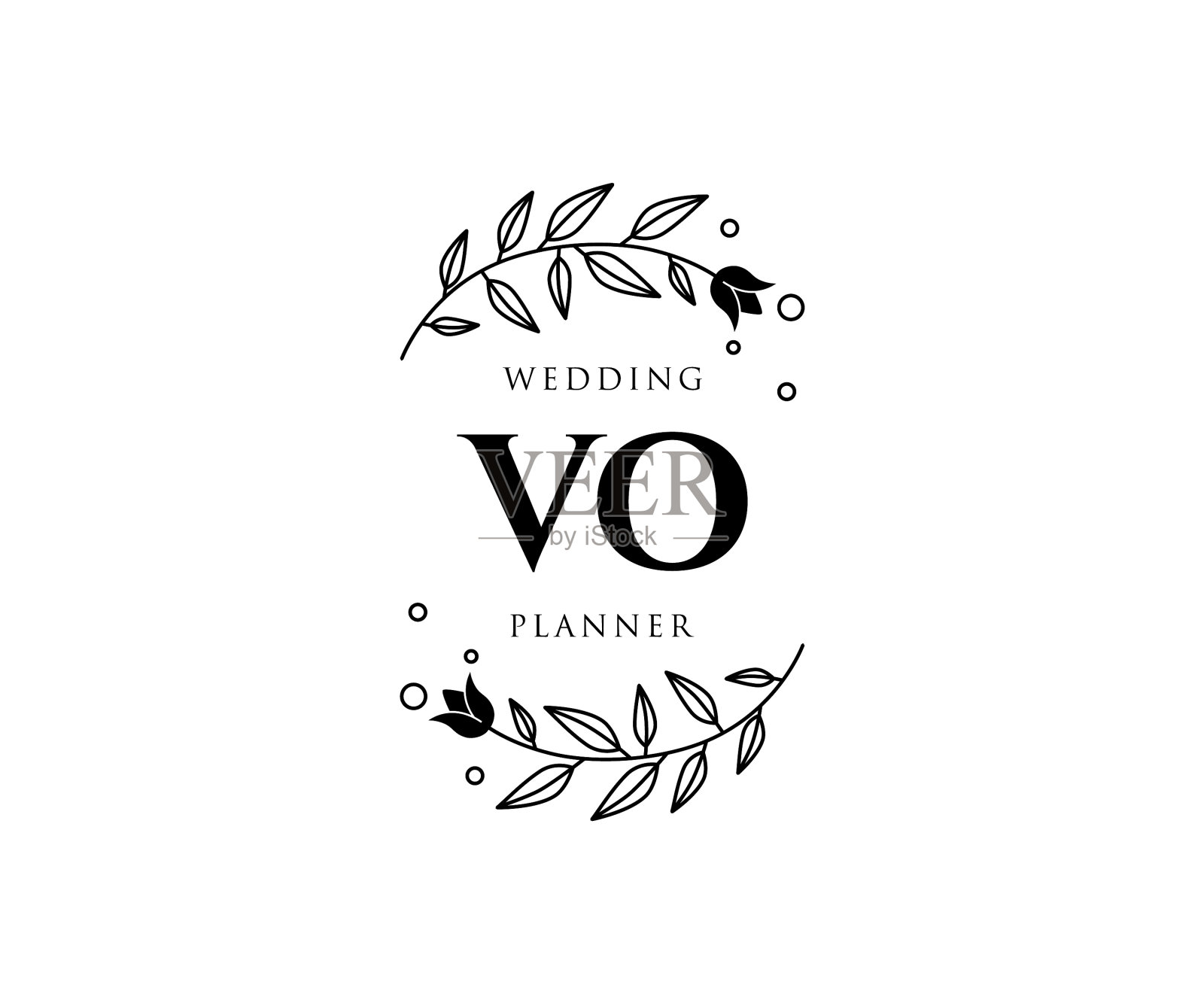 Vo首字母字母婚礼的字母组合标志插画图片素材