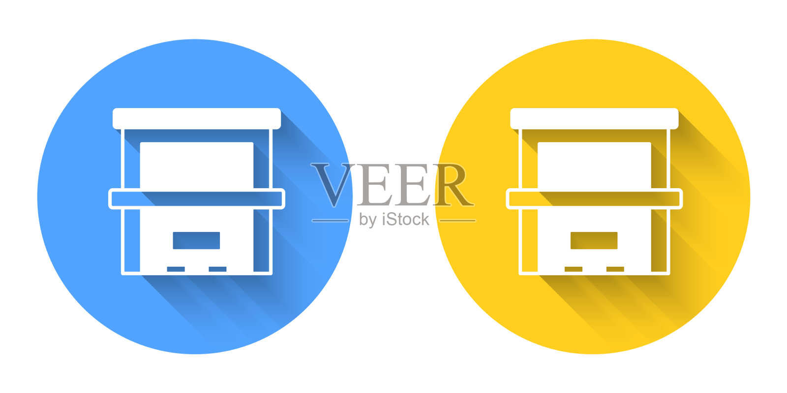 白色钢琴图标与长阴影隔离图标素材
