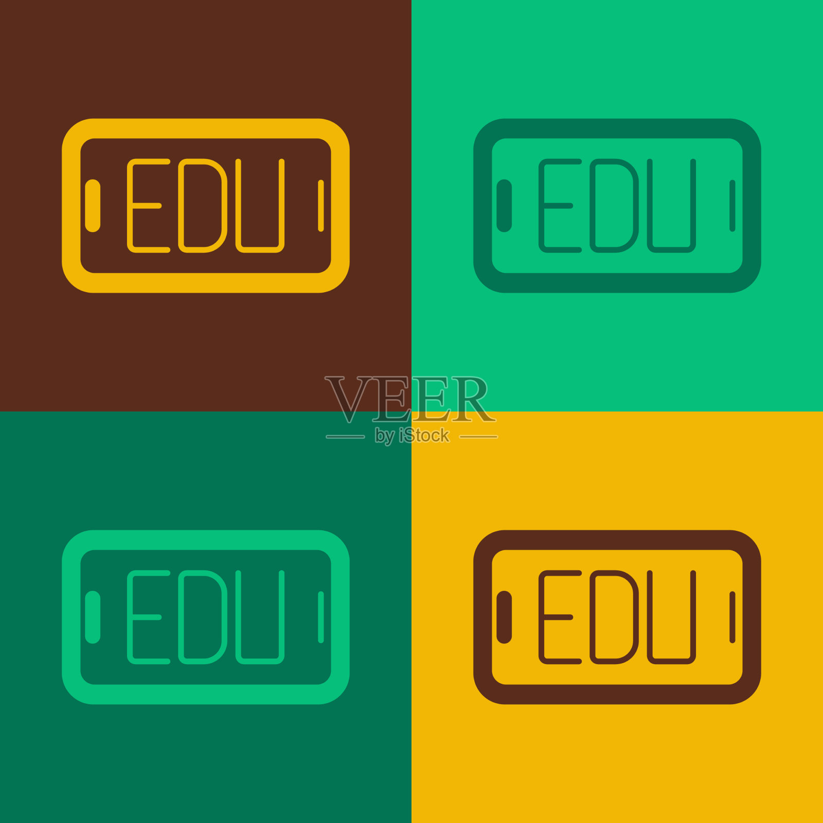 波普艺术在线教育和毕业图标插画图片素材