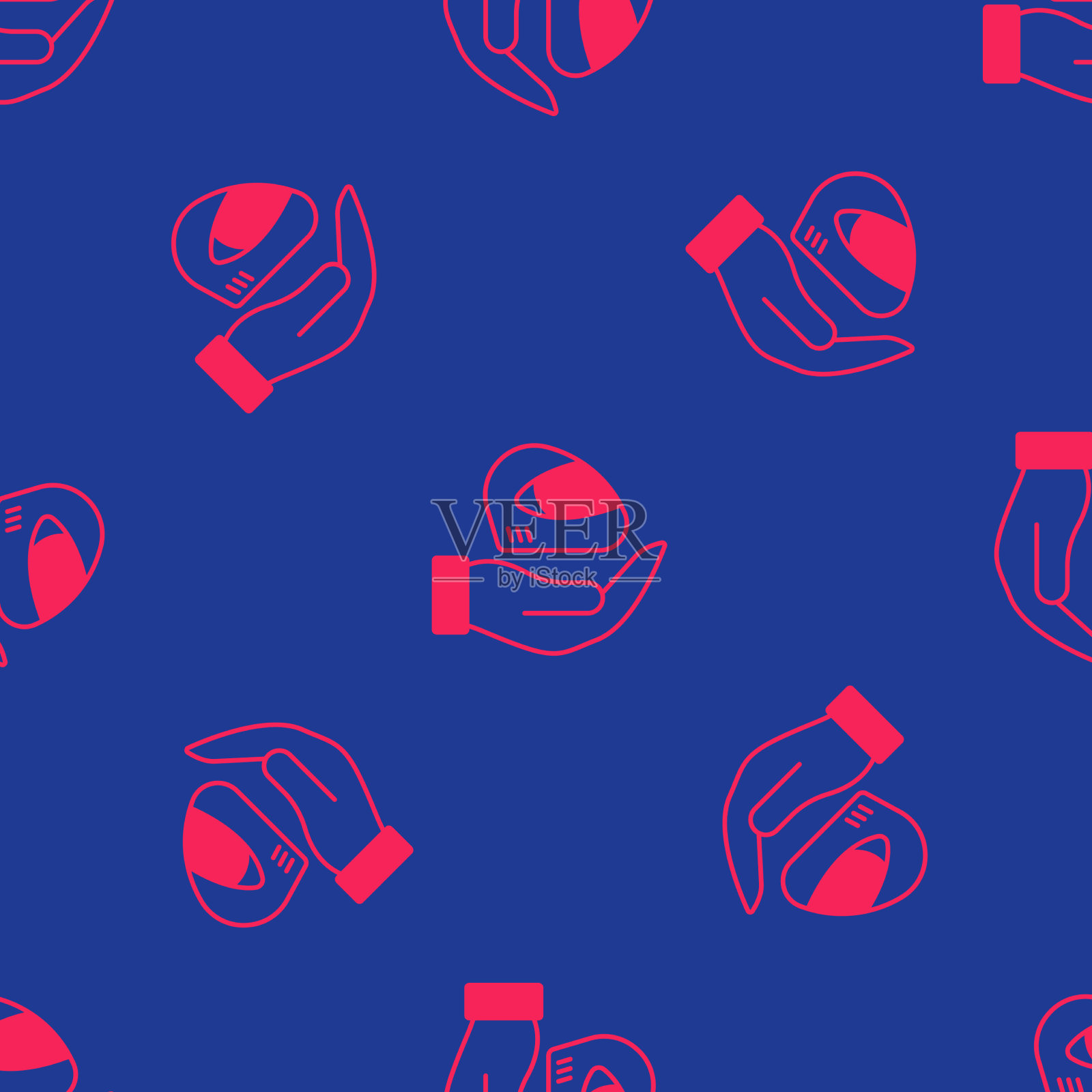 红色赛车头盔图标隔离无缝图案插画图片素材